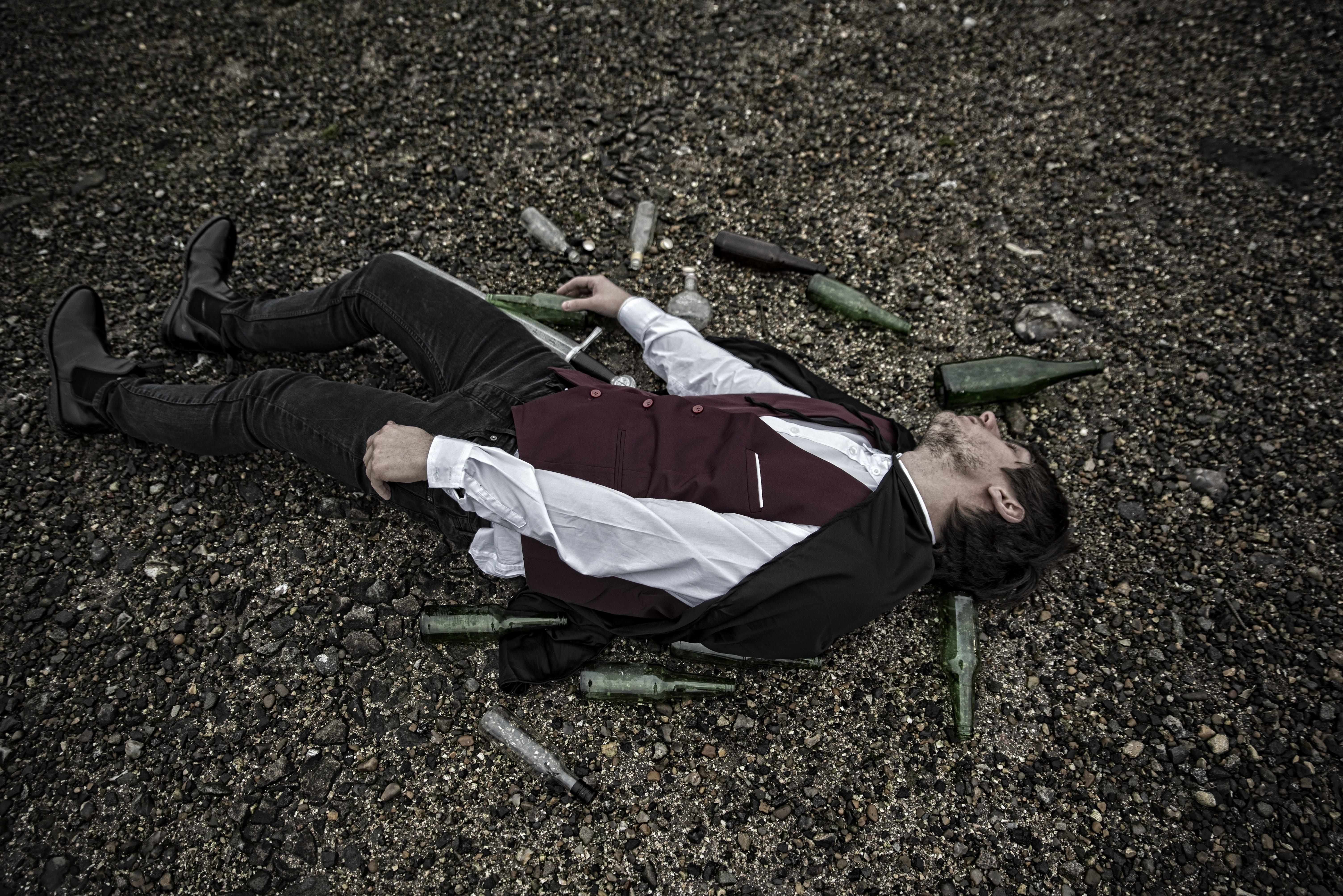 adult, beard, creativity, dark, prince charming, lifestyle, street, field, alcoholism, leisure activity, lying on back, young, 5K, real people, modern, HD Wallpaper