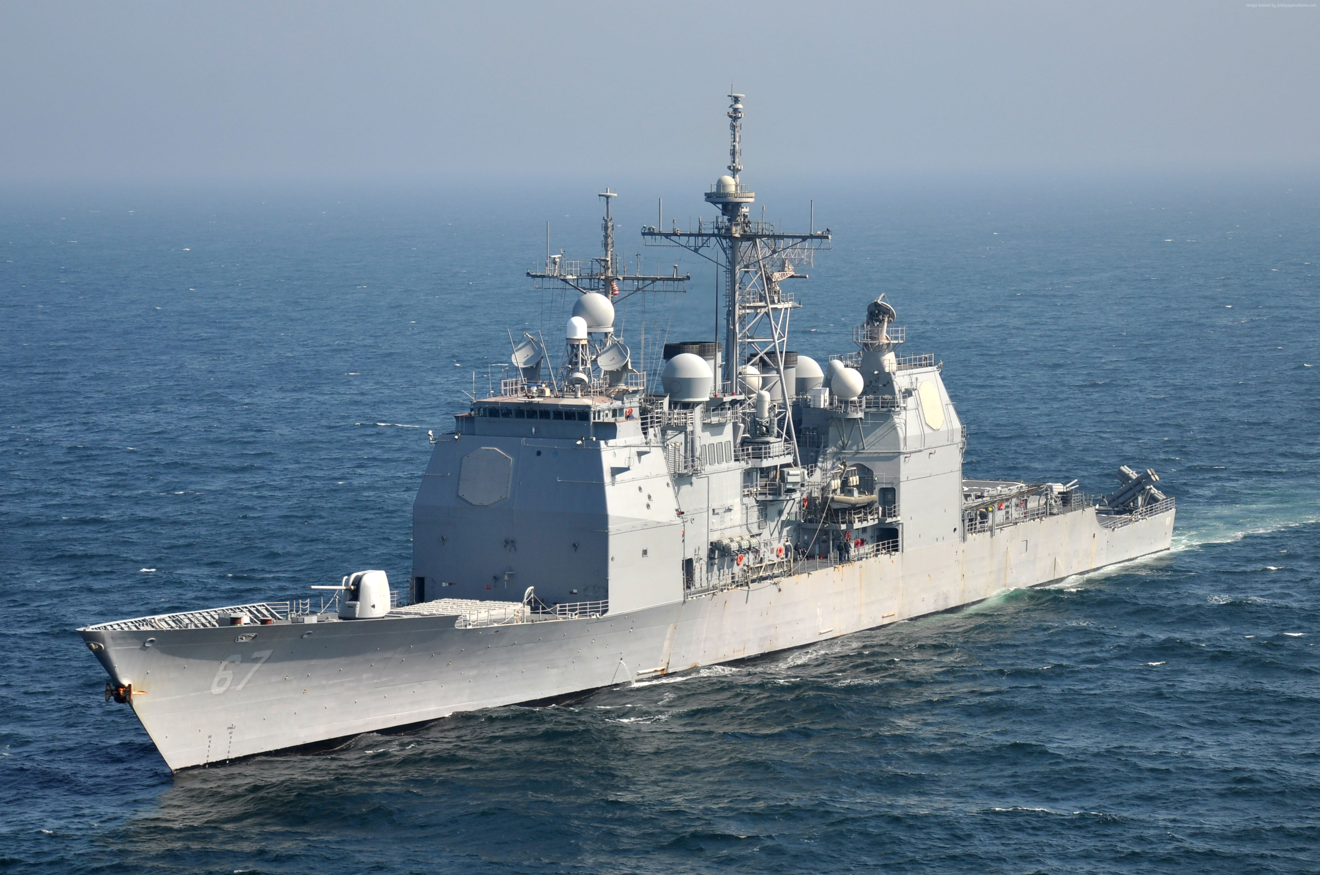 CG-67, industry, USS Shiloh, nature, outdoors, business, 4K, freight transportation, horizon over water, ship, water, guided missile cruiser, transportation, HD Wallpaper
