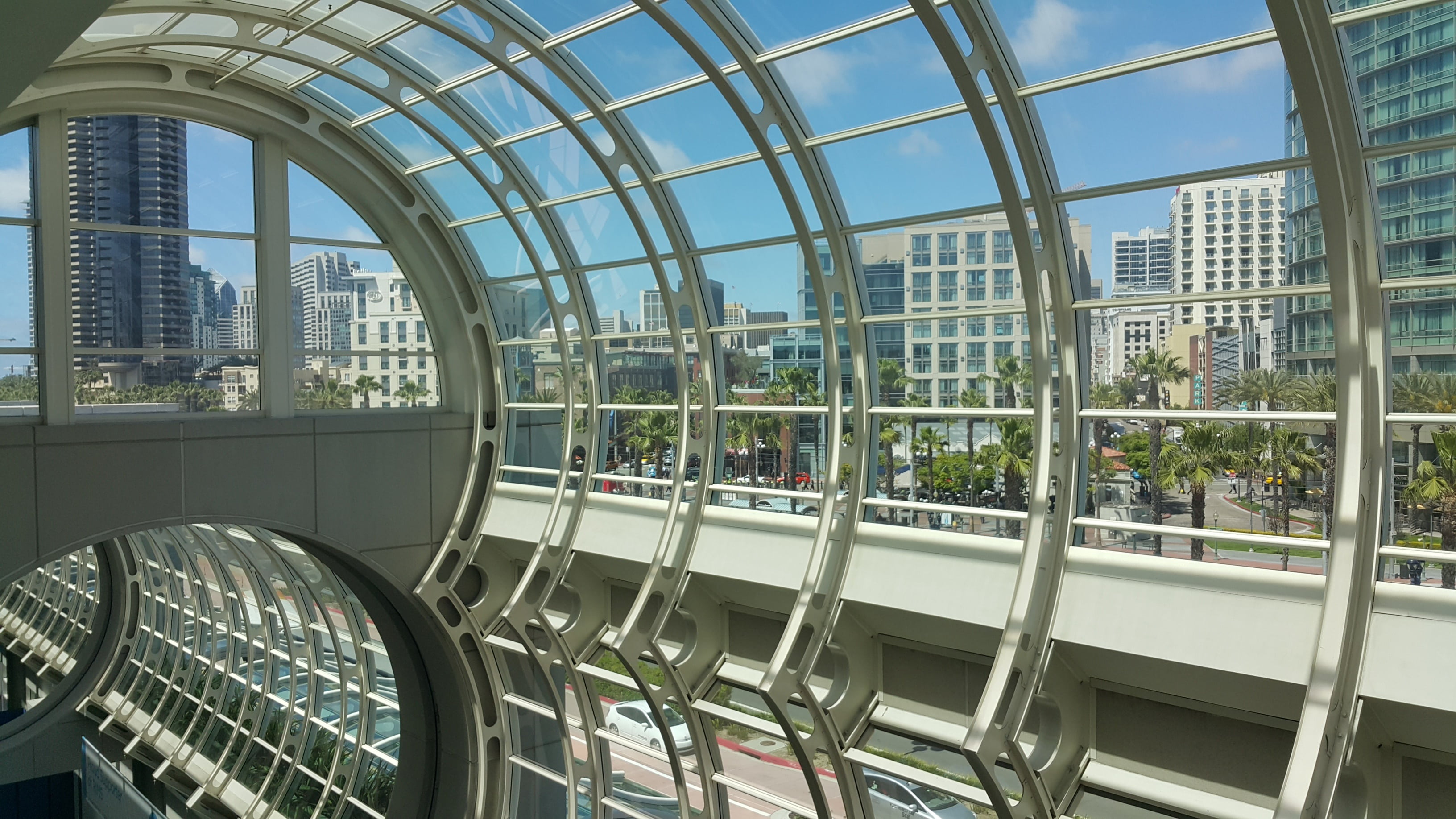 sky, gaslamp quarter, window, downtown, 2K, convention center, alloy, steel, business, architecture, day, travel, indoors, built structure, office building exterior, HD Wallpaper