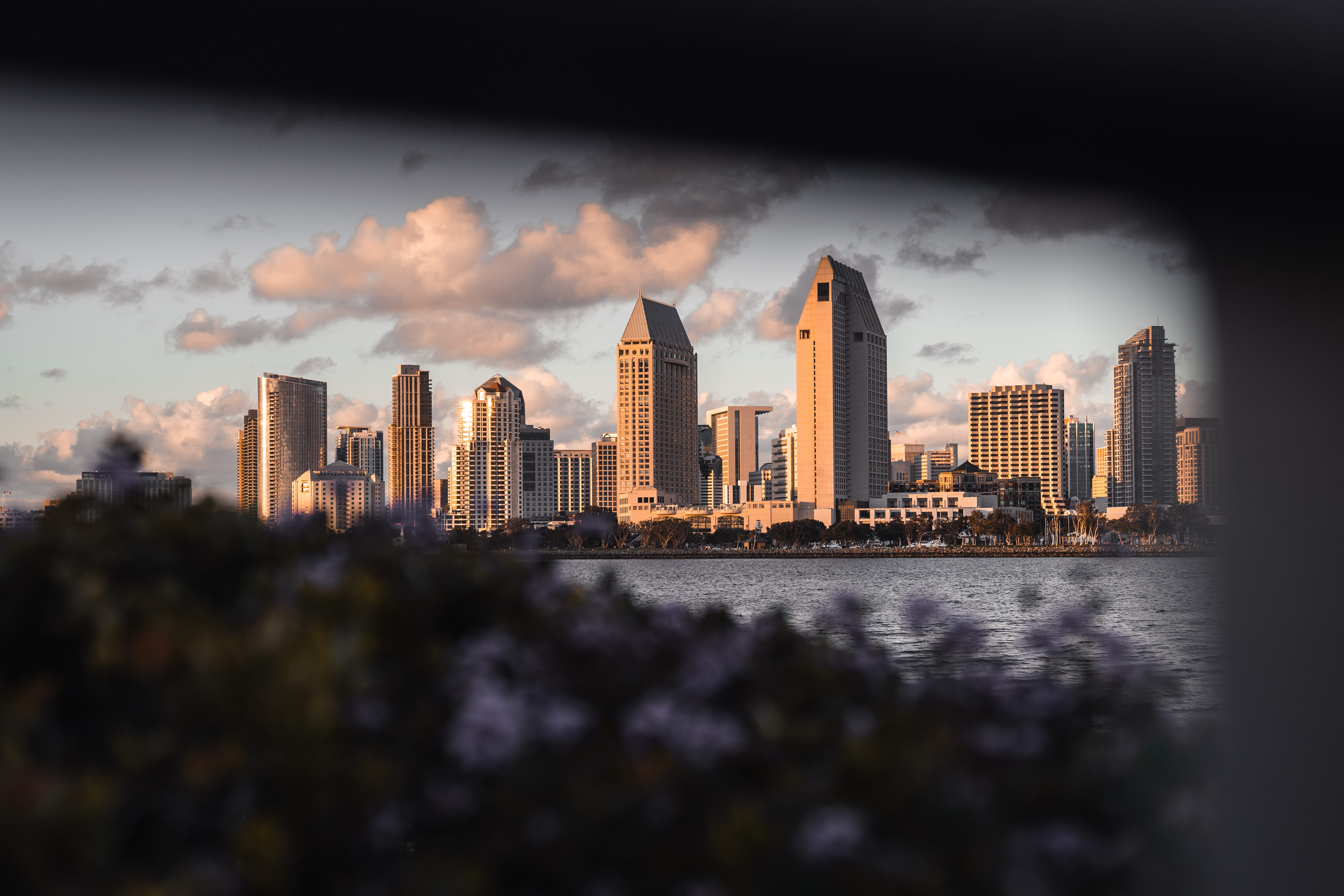 metropolis, united states, financial district, sunset, weather, downtown, dusk, cloud - sky, buildings, building, no people, town, water, body, office building exterior, HD Wallpaper