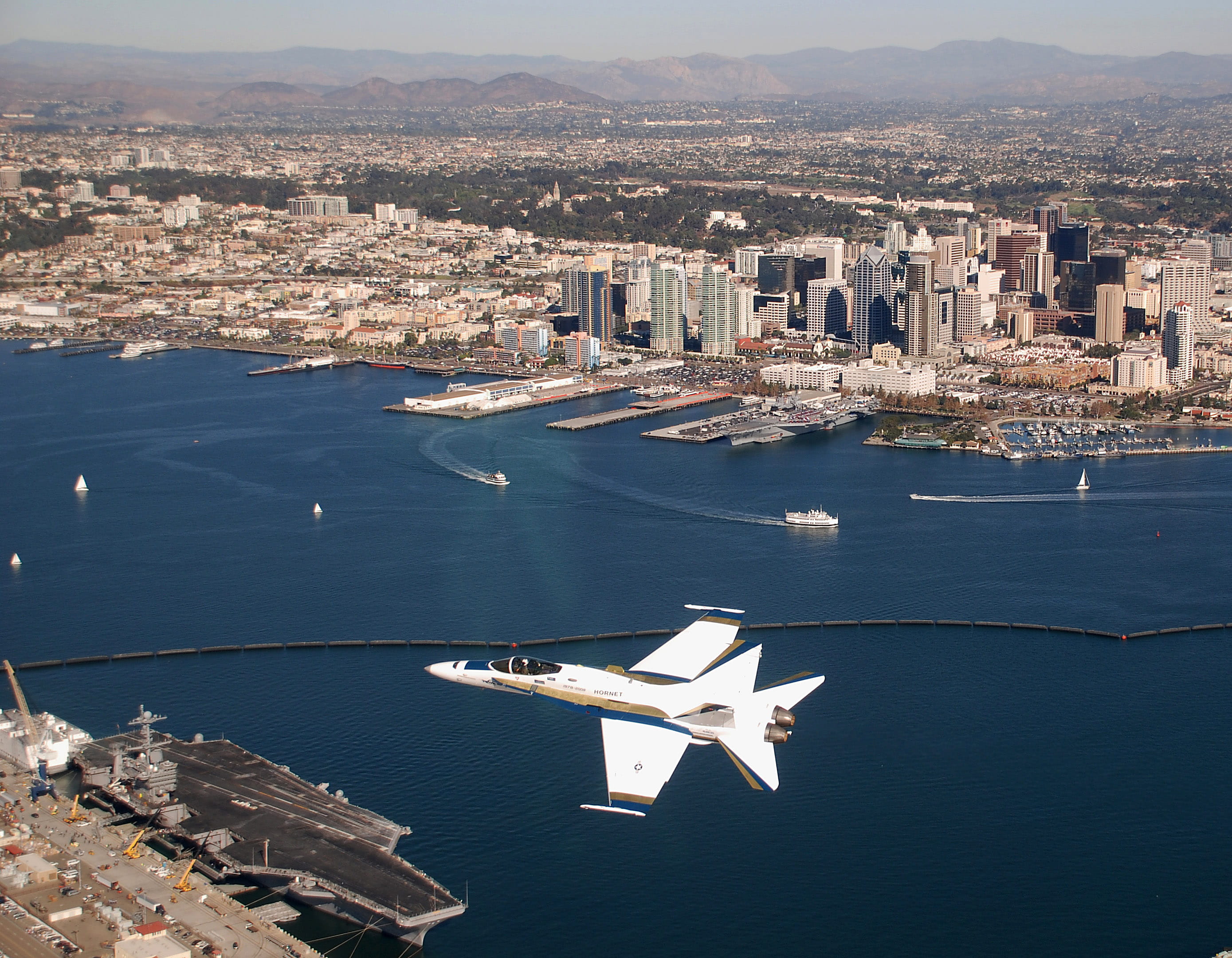 nature, 2K, harbor, office building exterior, aerial View, nautical vessel, outdoors, urban, air vehicle, california, photo, architecture, day, city, building exterior, HD Wallpaper