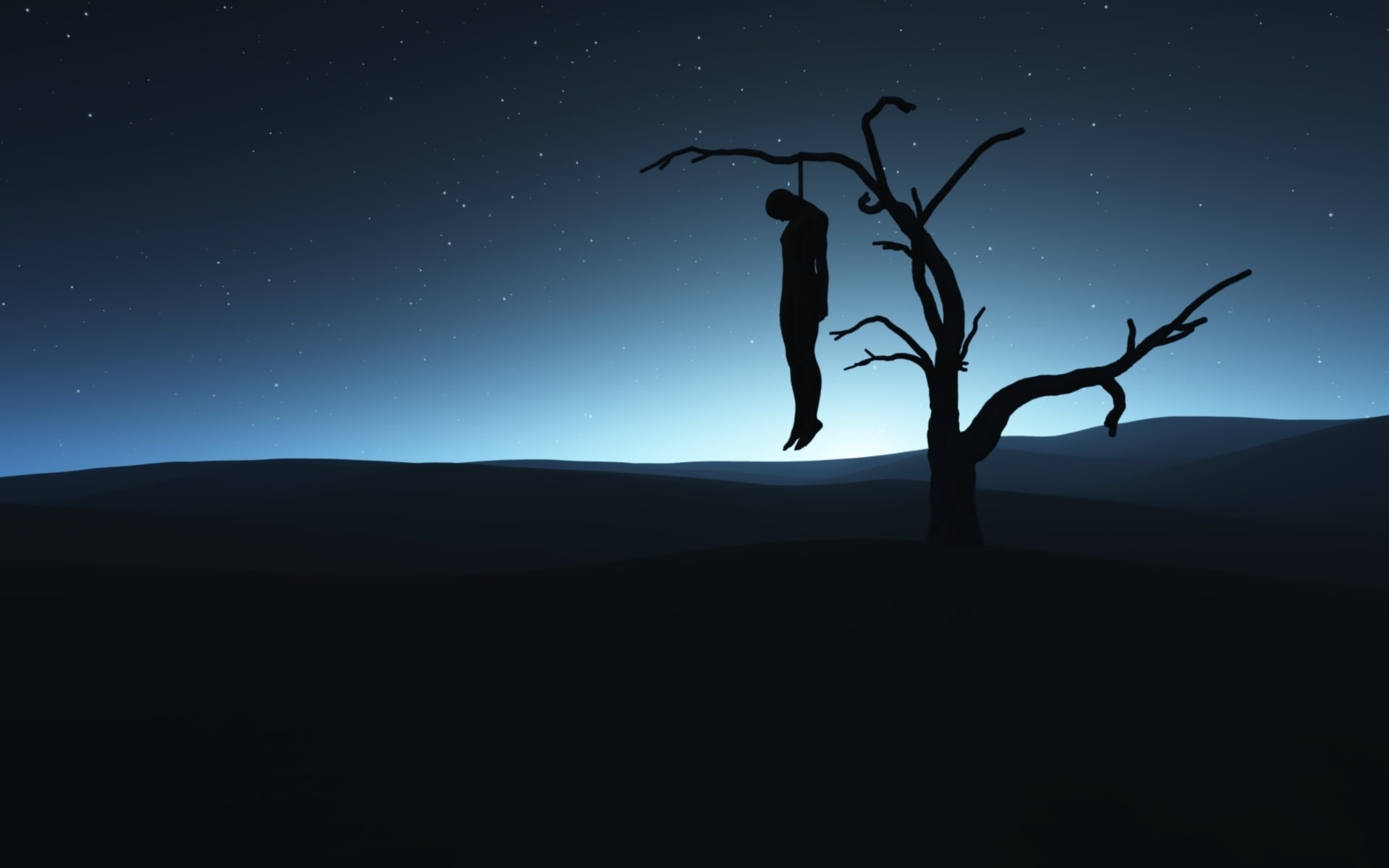 Dark, Sd, horror, sky, tree, beauty in nature, scenics - nature, mood, space, star - space, tranquil scene, suicide, tranquility, astronomy, landscape, HD Wallpaper