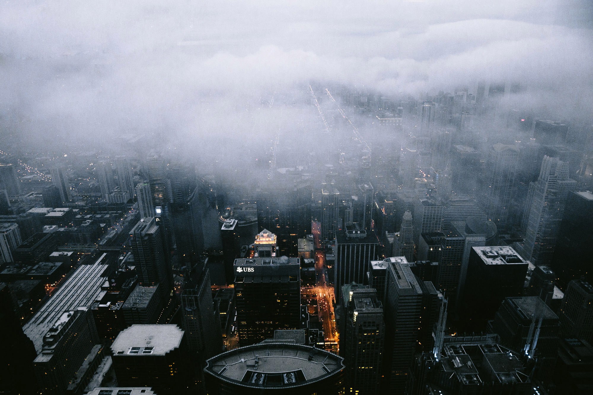 1080P, City, aerial, Fog, Scape, Chicago, Clouds, photo, Landscape, Architecture, HD Wallpaper