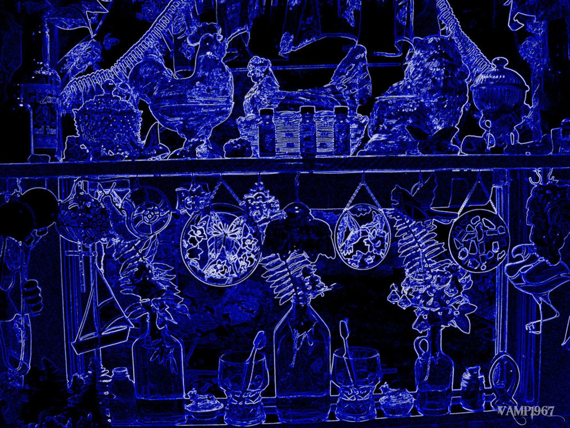 illustration, blue, window, colors, purple, abstract, 3d and abstract, kitchen, vamp1967, 1080P, cobalt blue, white, glass, HD Wallpaper