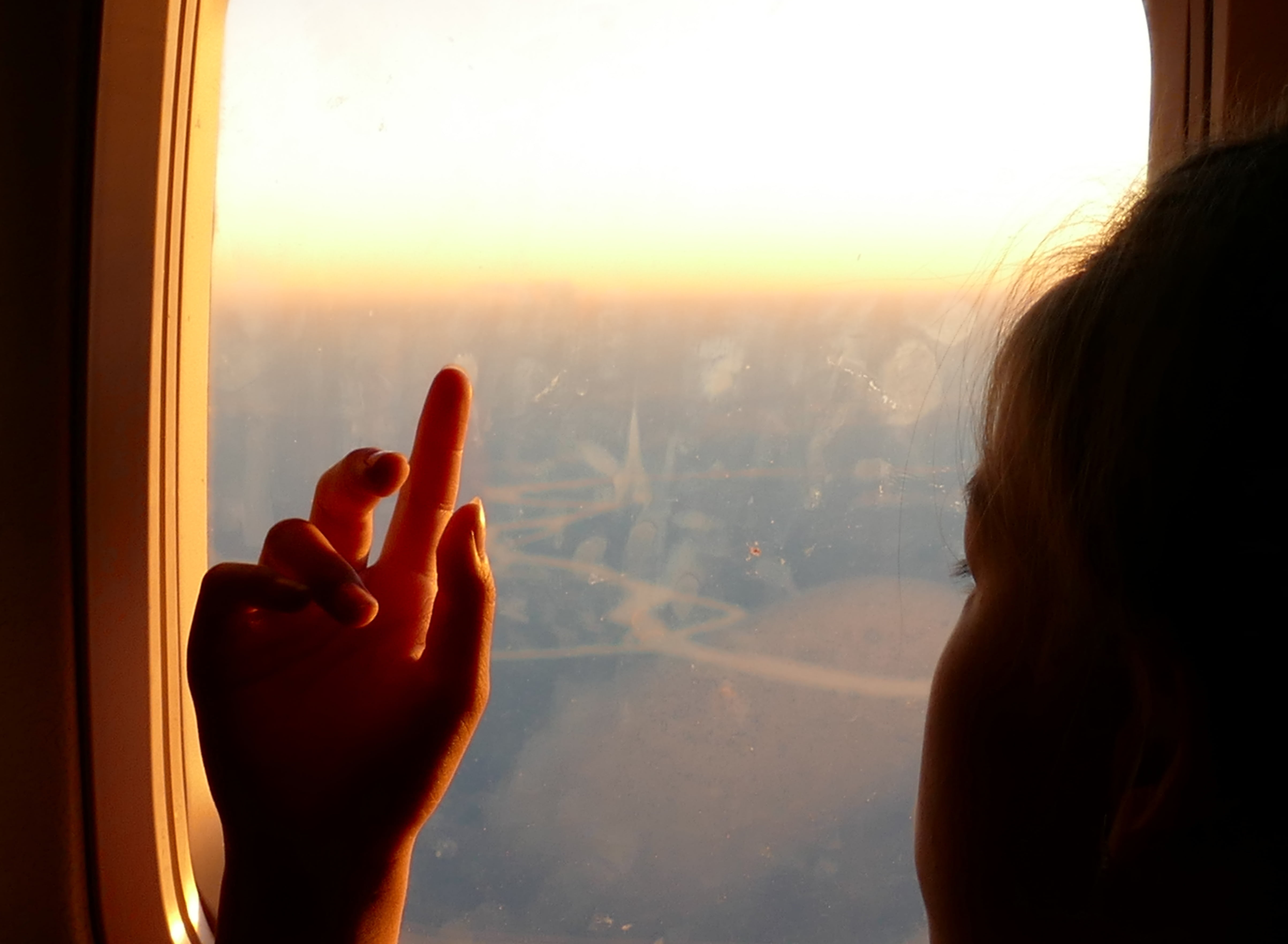 pointing, pensive, sunset, body part, staring, sky, looking at view, human finger, touching, hand, sun, indoors, looking, girl, plane window, adult, window, HD Wallpaper