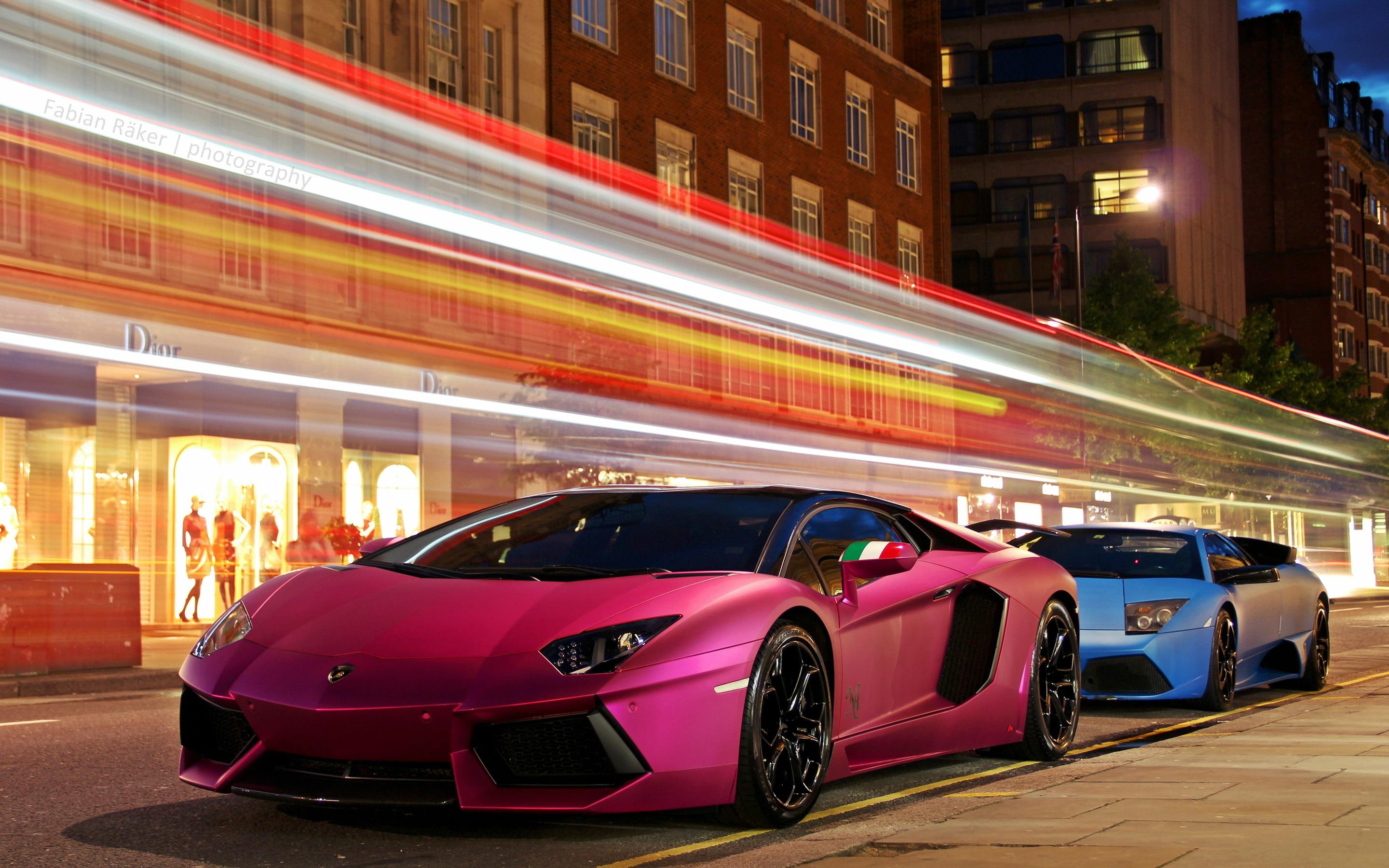 2K, aventador, lambhorgini, cars, pink, lamborghini, HD Wallpaper