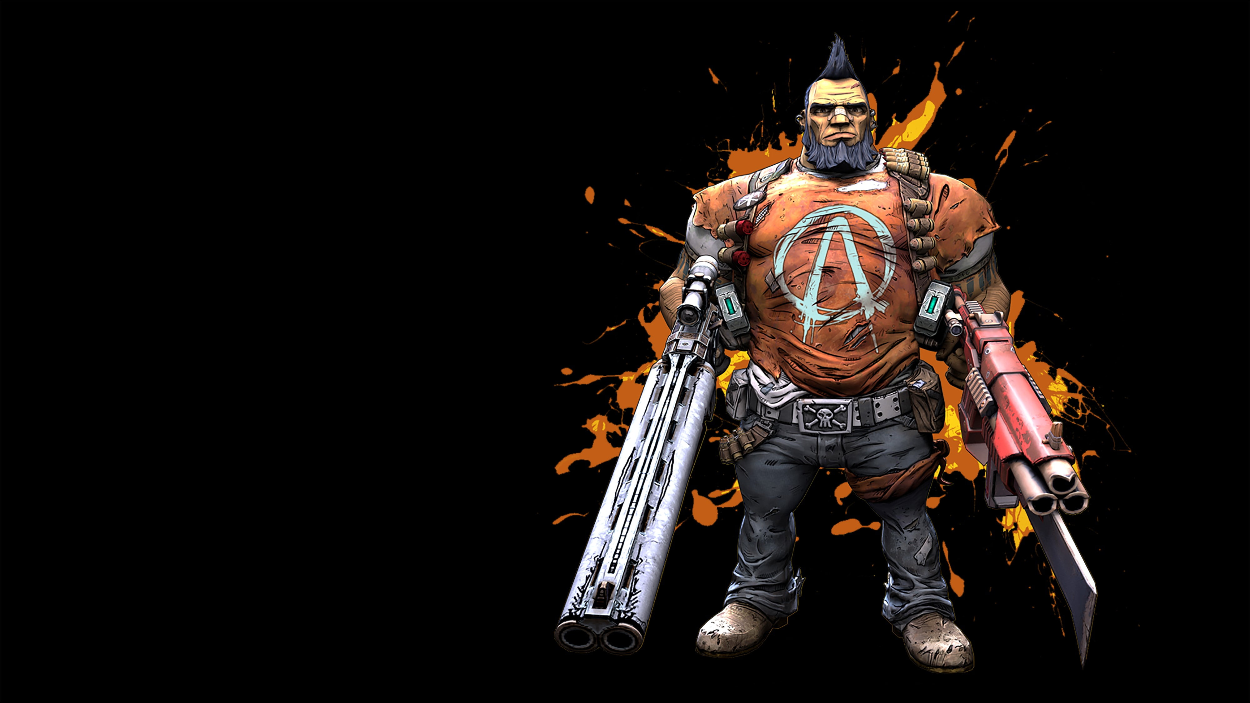 4K, black background, video, 4000x2250, drawing, background, salvador, games, gun, black, borderlands, video games, HD Wallpaper