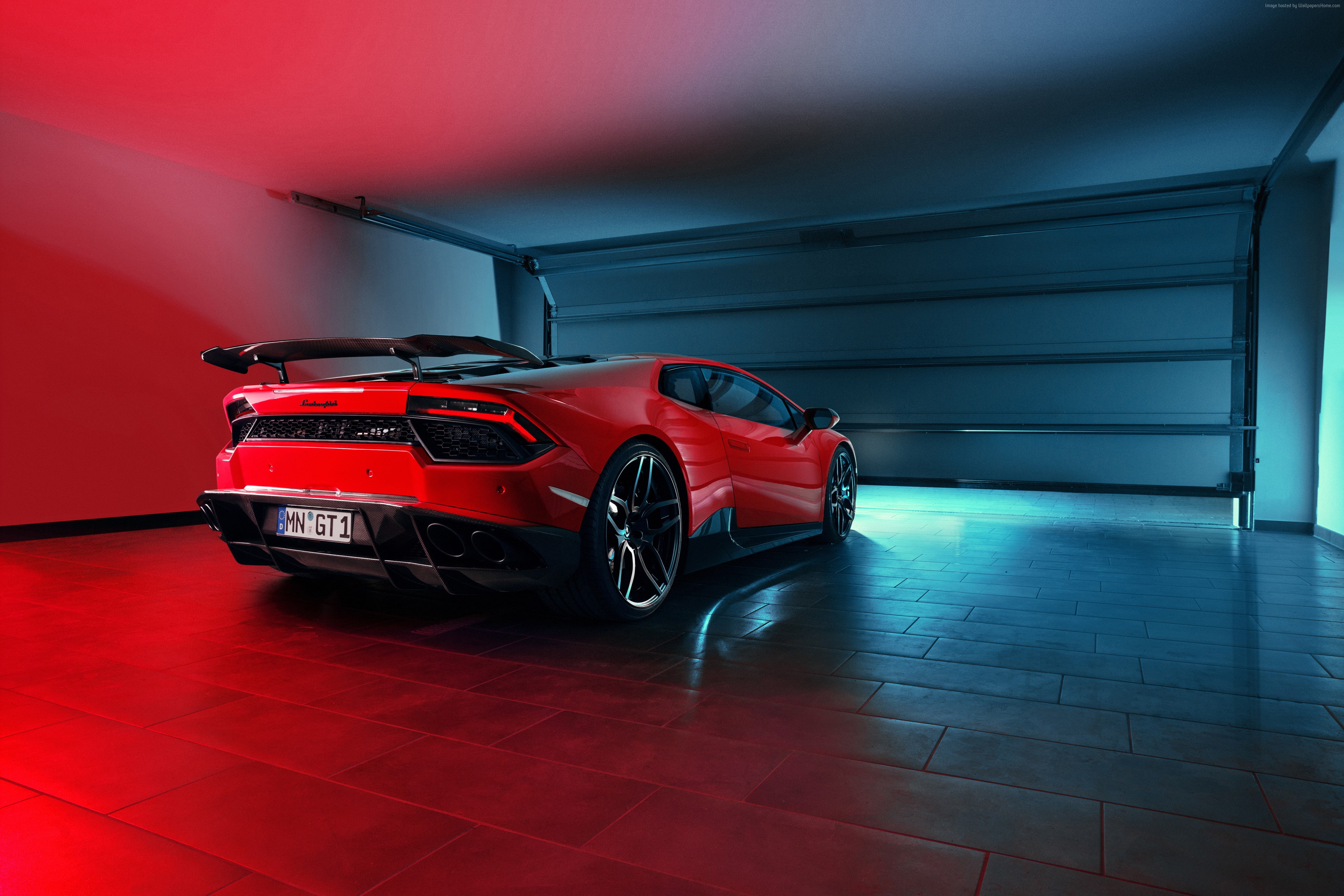 tile, Novitec Torado Lamborghini Huracán LP 580-2, garage, retro styled, night, land vehicle, studio shot, reflection, luxury, flooring, indoors, red, Novitec Torado, HD Wallpaper