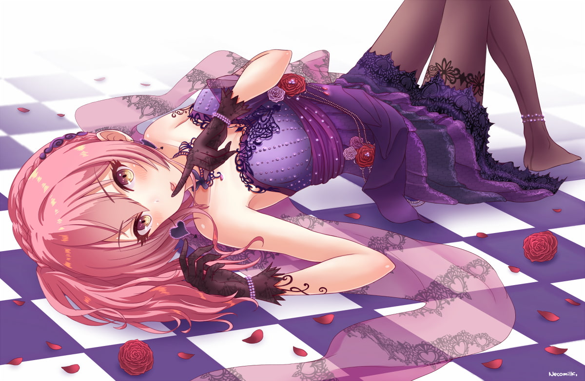 flowers, anime girls, gloves, 480P, anime, rose, Ros, HD Wallpaper