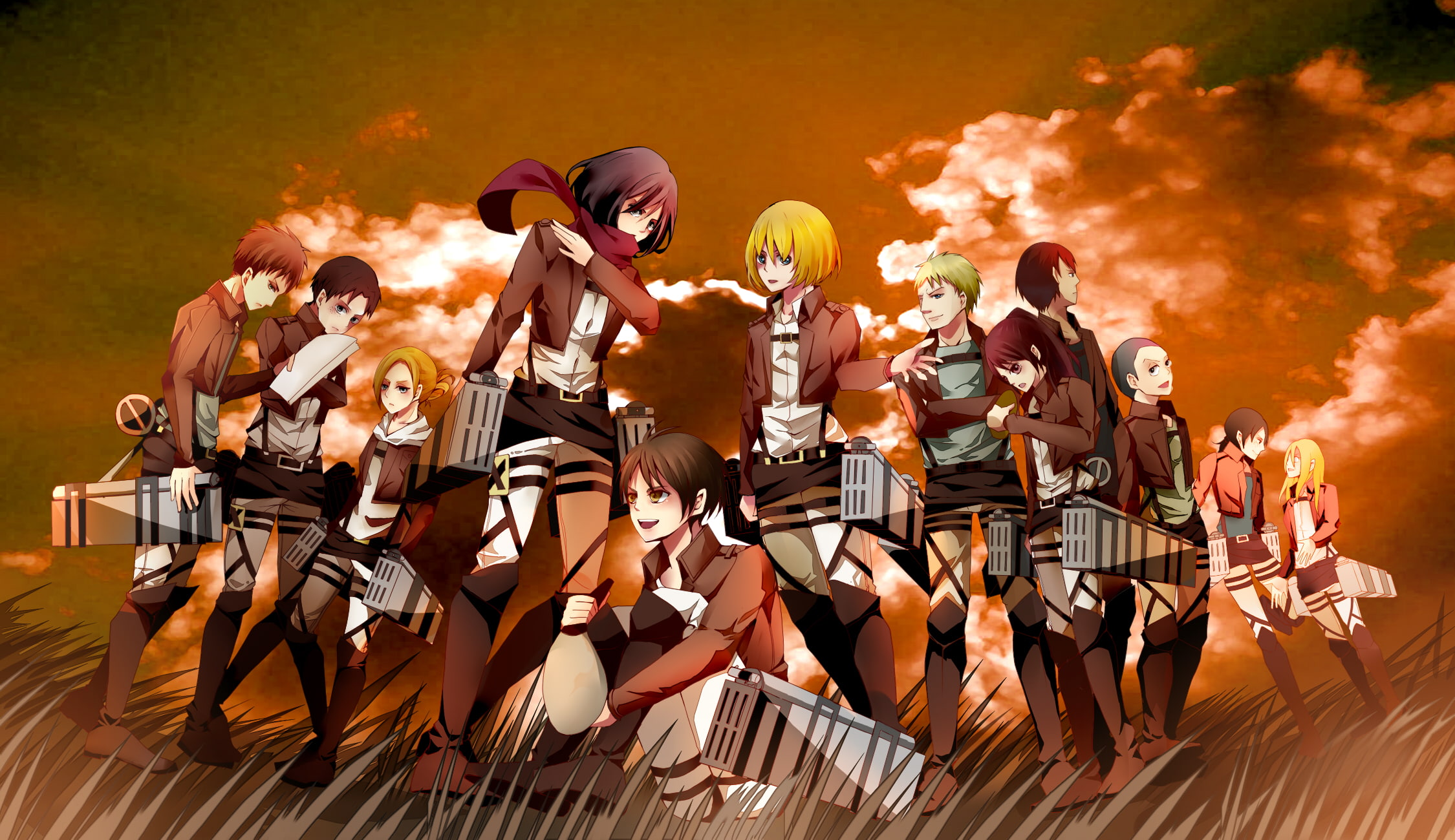 Reiner Braun, Bertholdt Hoover, Ymir (Attack on Titan), Armin Arlert, Eren Yeager, Annie Leonhart, Marco Bott, 1080P, Mikasa Ackerman, Anime, Historia Reiss, HD Wallpaper