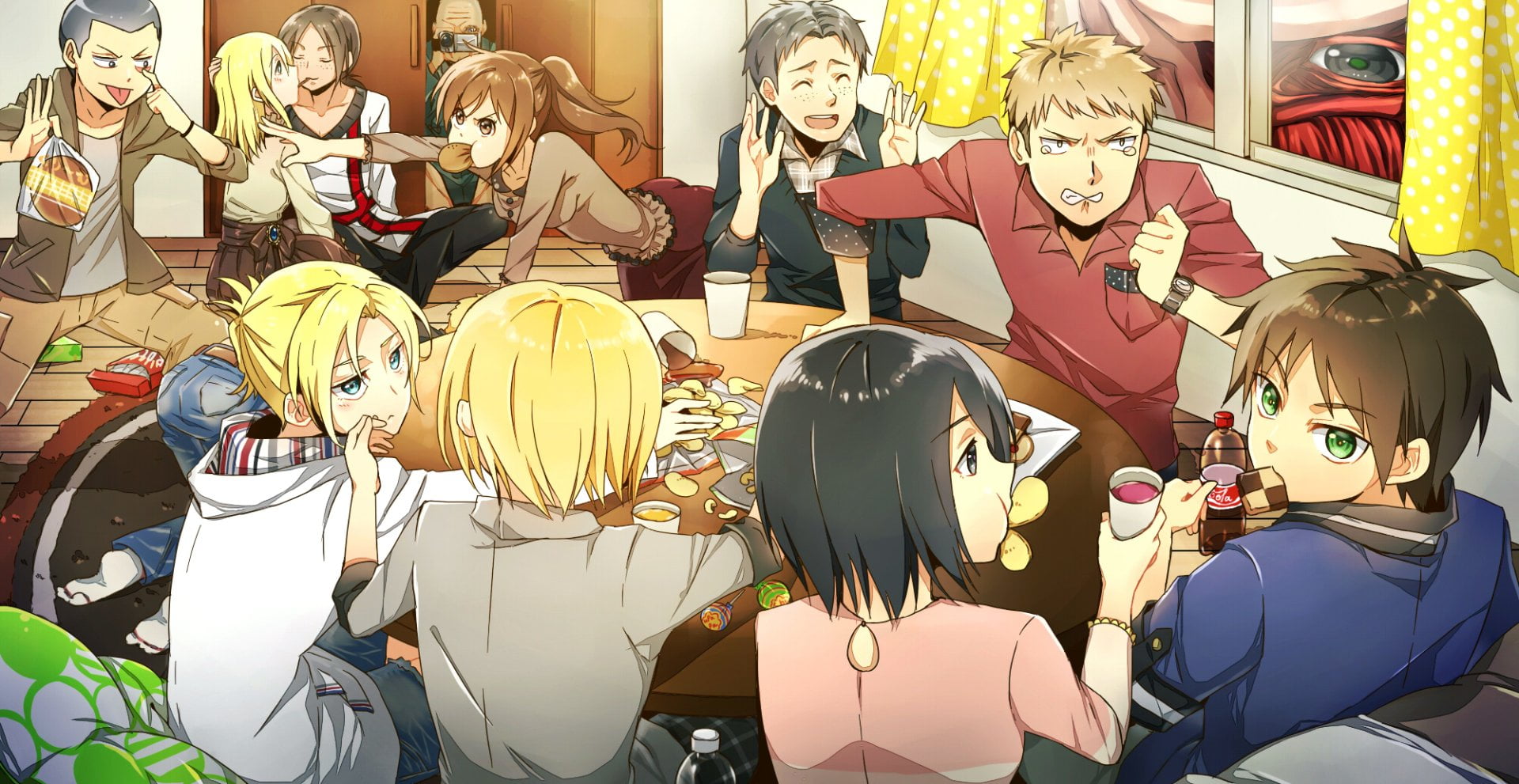 leisure activity, arts culture and entertainment, Armin Arlert, high angle view, lemon, standing, lifestyles, group of people, music, Jean Kirstein, Attack On Titan, HD Wallpaper