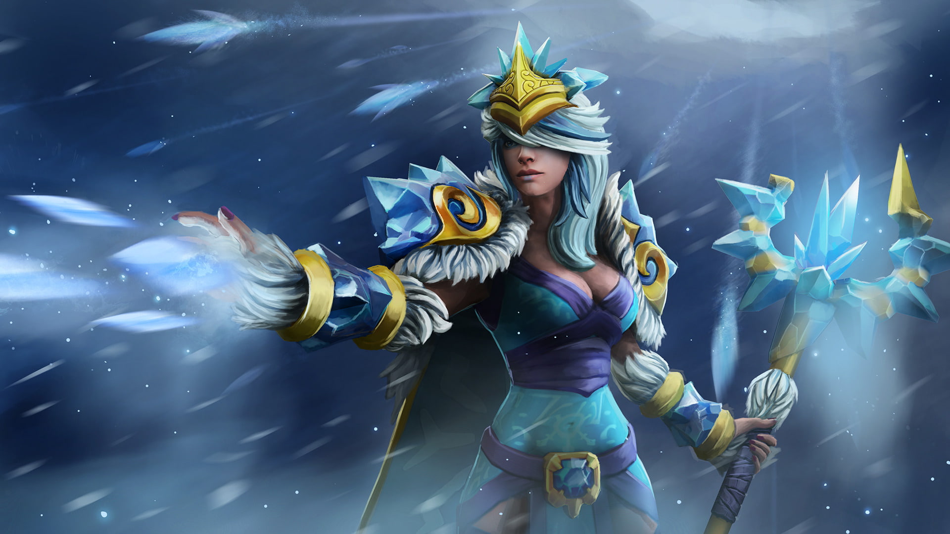 crystal, hero, frostbite, freezing, computer, desktop, dota, field, 1080P, maiden, arcane, aura, abilities, hd, HD Wallpaper