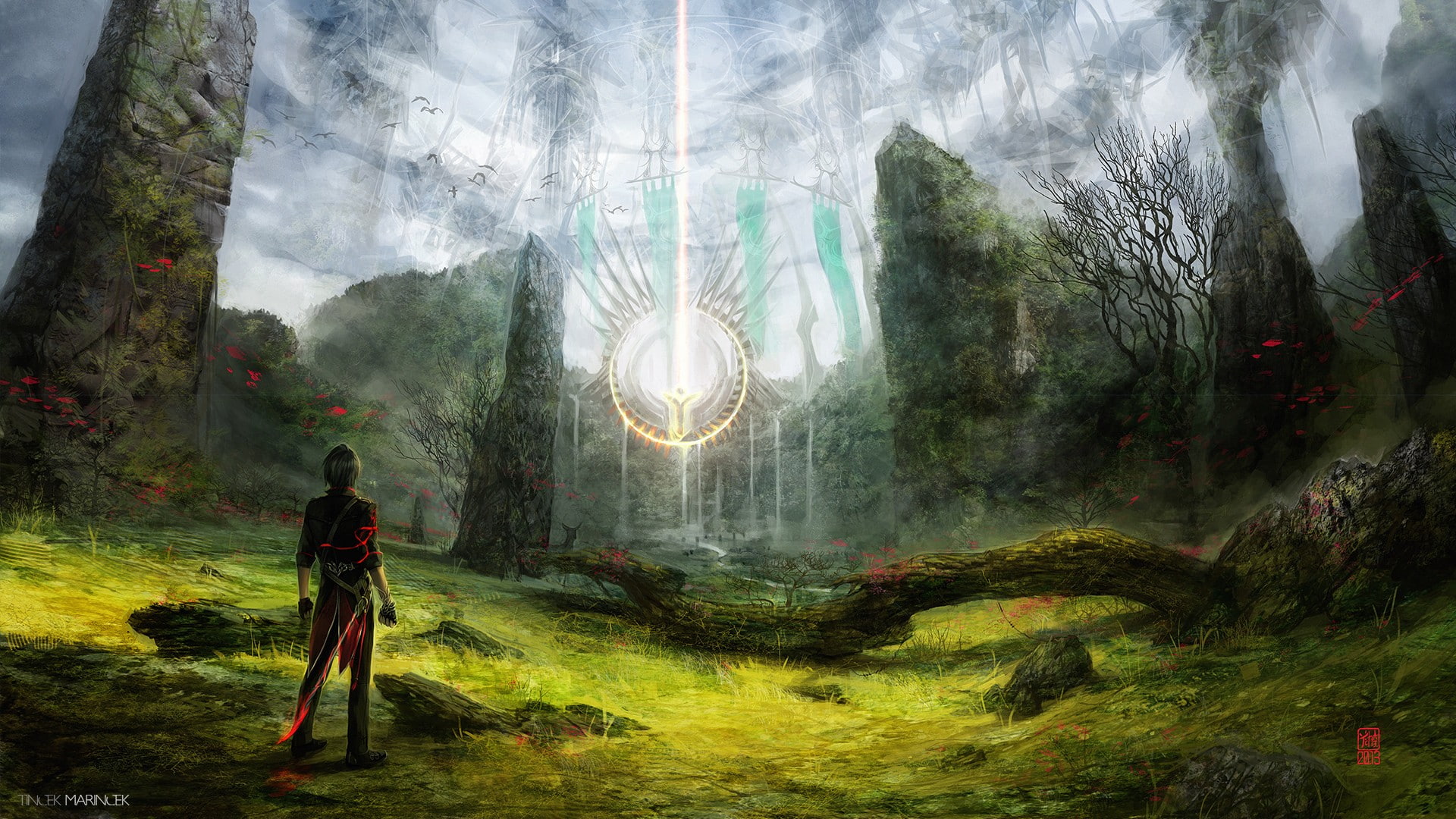 Valentina Remenar, fantasy art, 1080P, magic, circle, HD Wallpaper