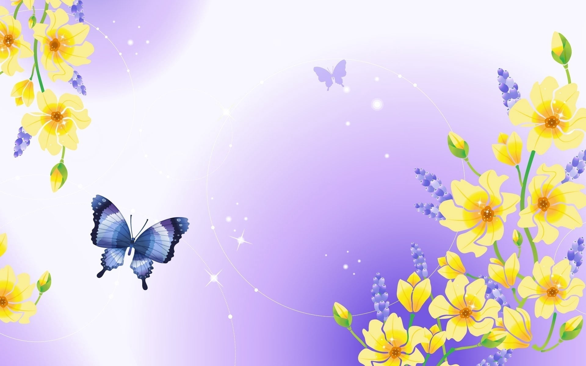 branch, art, abstract, swallowtail, butterfly, yellow, backgrounds, floral Pattern, flowering plant, leaf, buds, outdoors, petal, clip, bright, plant, freshness, HD Wallpaper