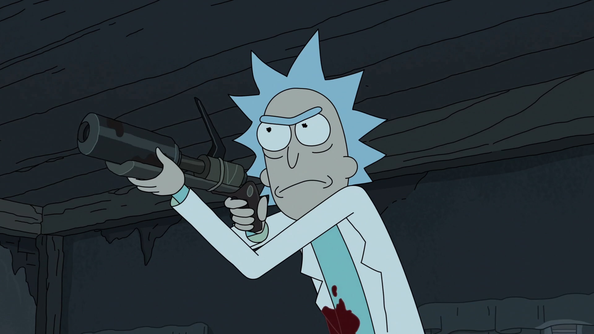 no people, sunlight, building exterior, Adult Swim, outdoors, human representation, built structure, cartoon, blue, Rick Sanchez, creativity, technology, HD Wallpaper
