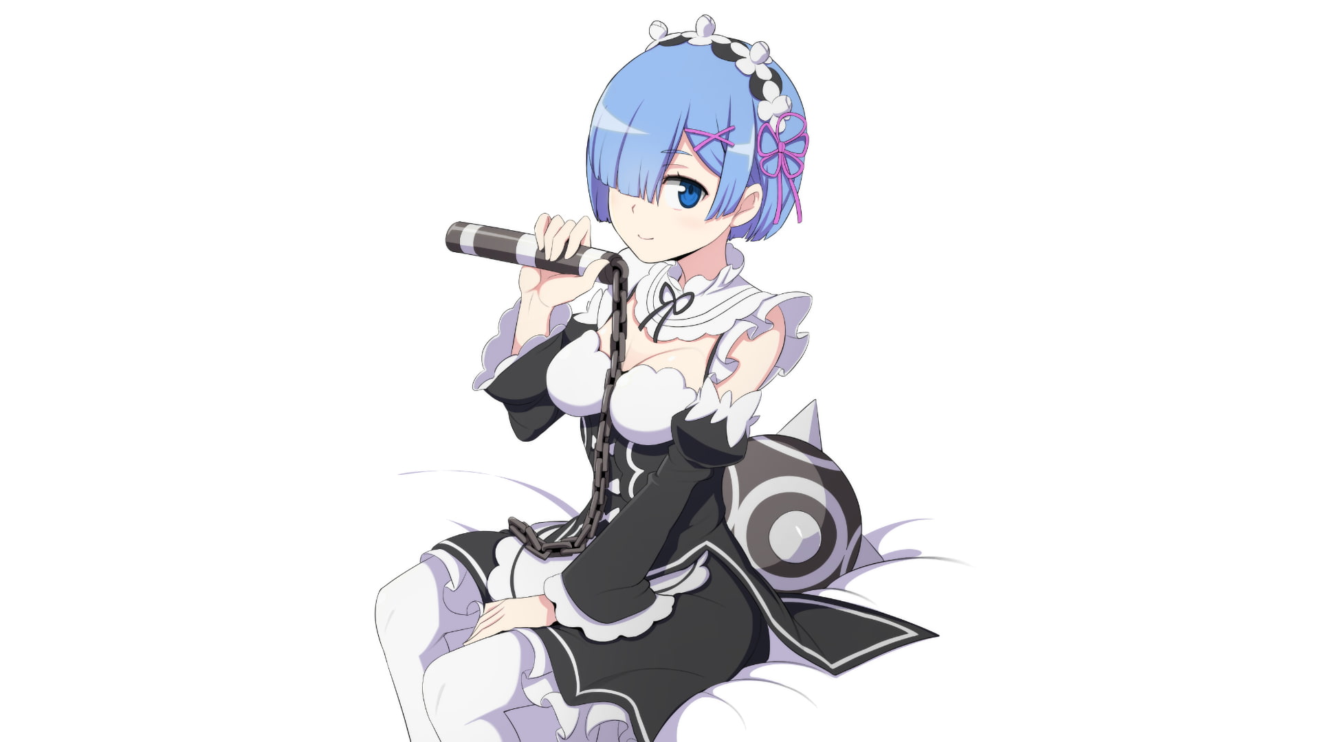 no people, blue hair, Rem (Re: Zero), anime, artwork, human representation, anime girls, metal, blue eyes, copy space, simple background, toy, cut out, HD Wallpaper