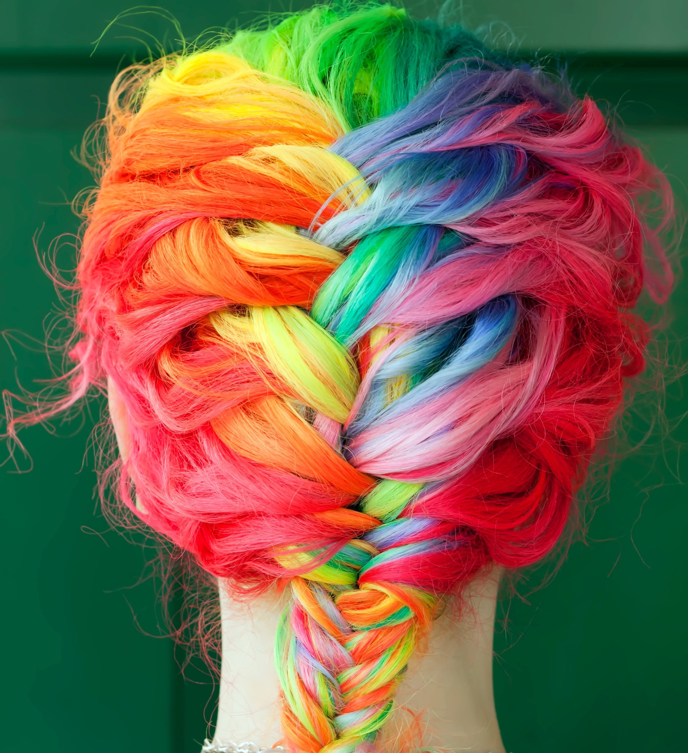 dyed hair, colorful, braids, 2K, Phone HD Wallpaper