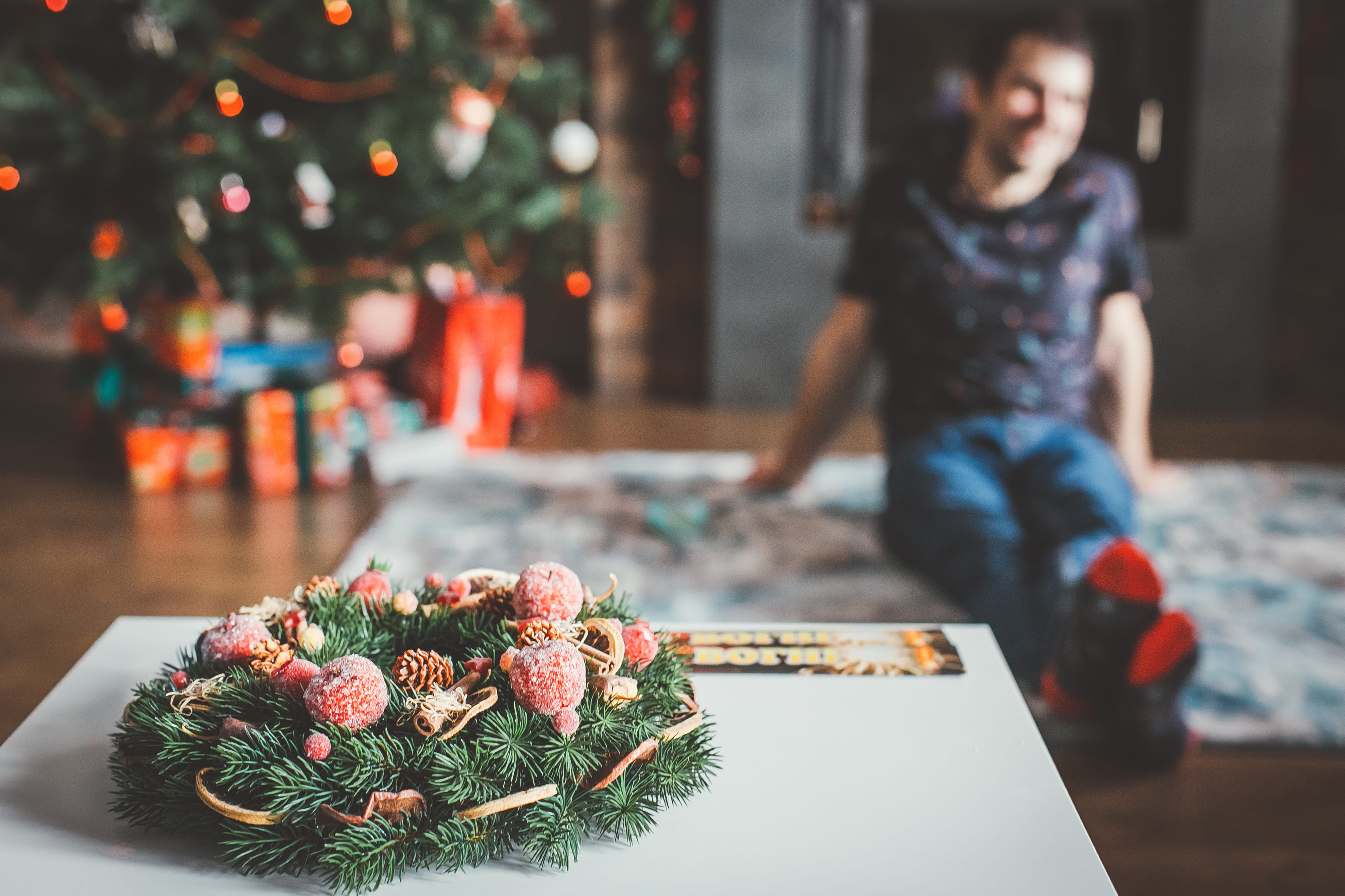 home, rug, lighting, christmas decoration, christmas tree, holiday, christmas ornament, decoration, plant, foliage, design, sitting, сosiness, person, family, HD Wallpaper