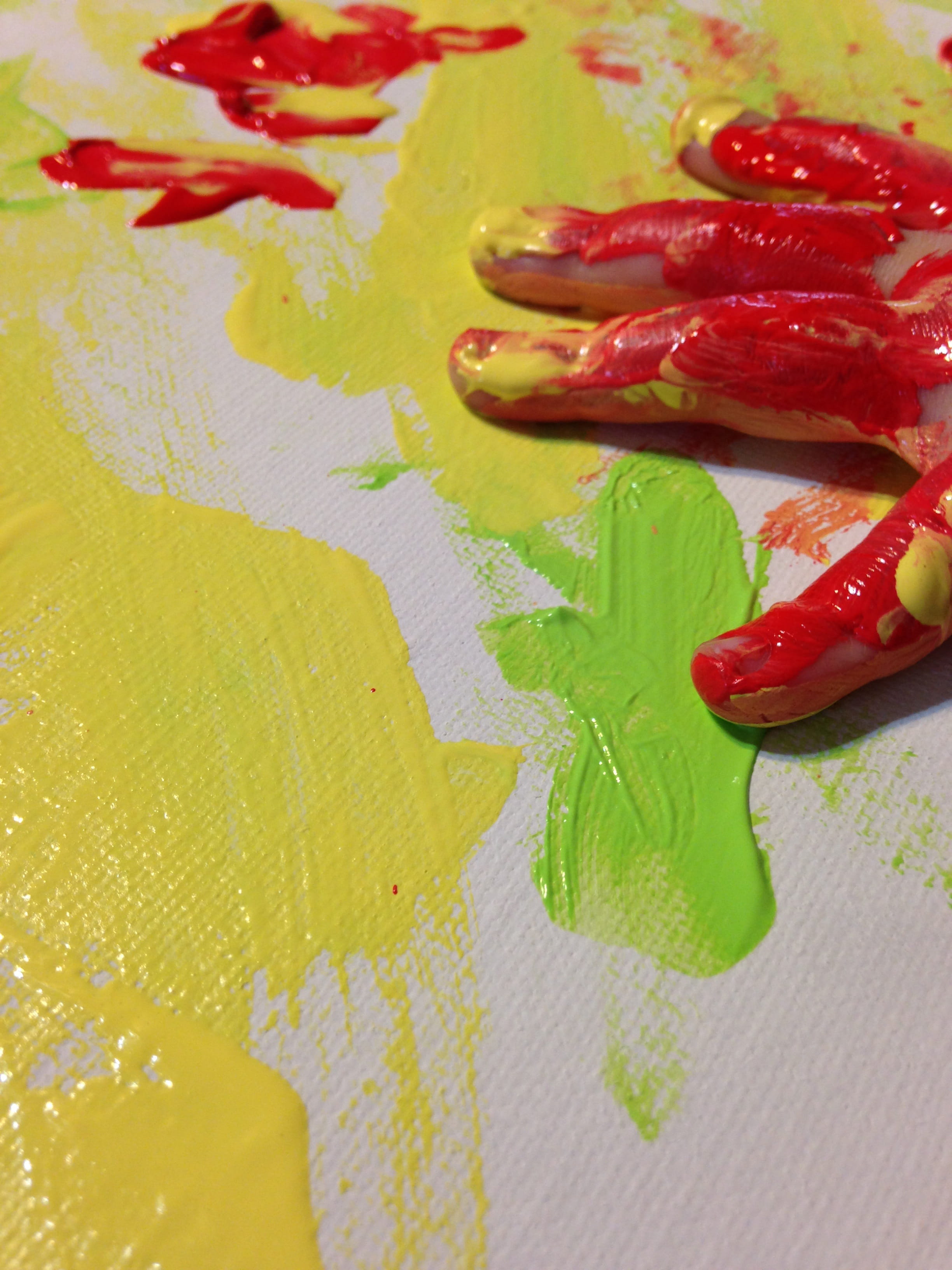 little, close-up, pepper, activity, table, red paint, childs hand, children, red chili pepper, creativity, yellow, artist, temptation, food and drink, paint, Phone HD Wallpaper