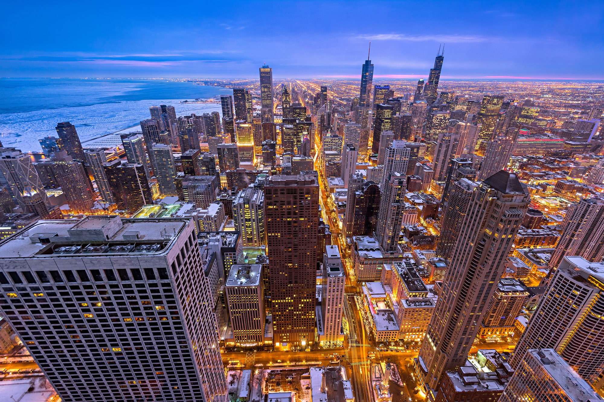 city, winter, Chicago, 1080P, HD Wallpaper