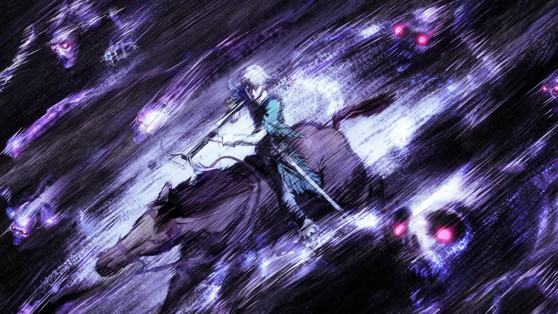star - space, riding, abstract, haired, backgrounds, character, galaxy, glowing, textured effect, full frame, astronomy, horse, pattern, Berserk, animated, HD Wallpaper