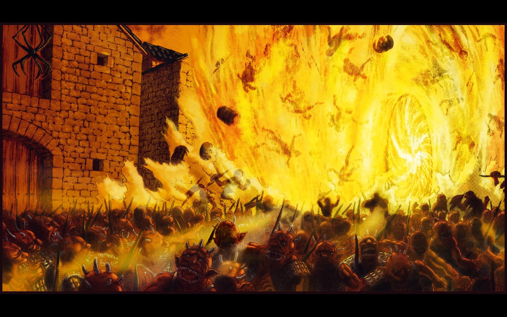 orange color, panoramic, men, women, Kentaro Miura, built structure, auto post production filter, 720P, yellow, real people, group of people, crowd, architecture, HD Wallpaper