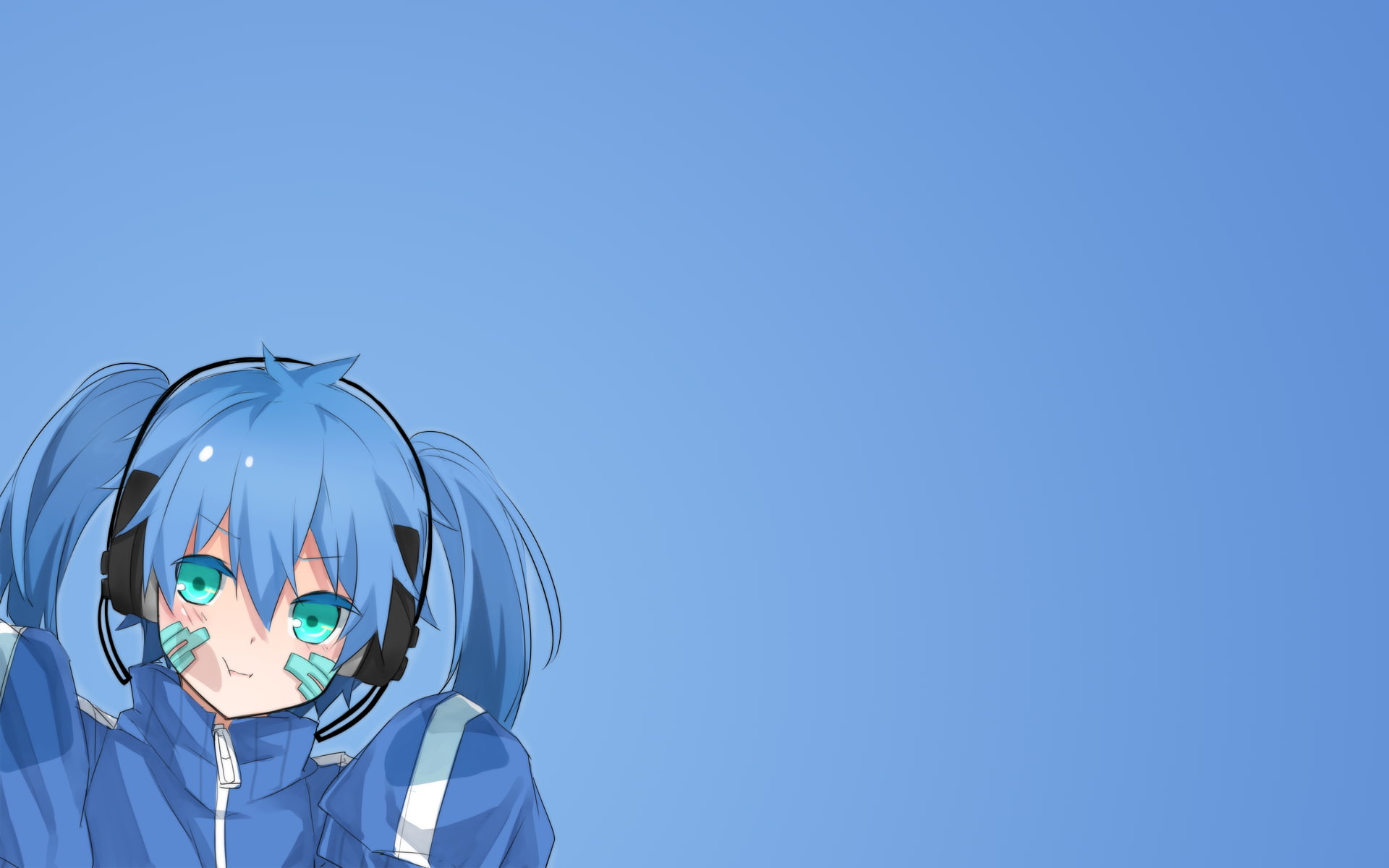 1080P, outdoors, low angle view, copy space, Enomoto Takane, Kagerou Project, blue background, no people, representation, art and craft, Ene, close-up, HD Wallpaper