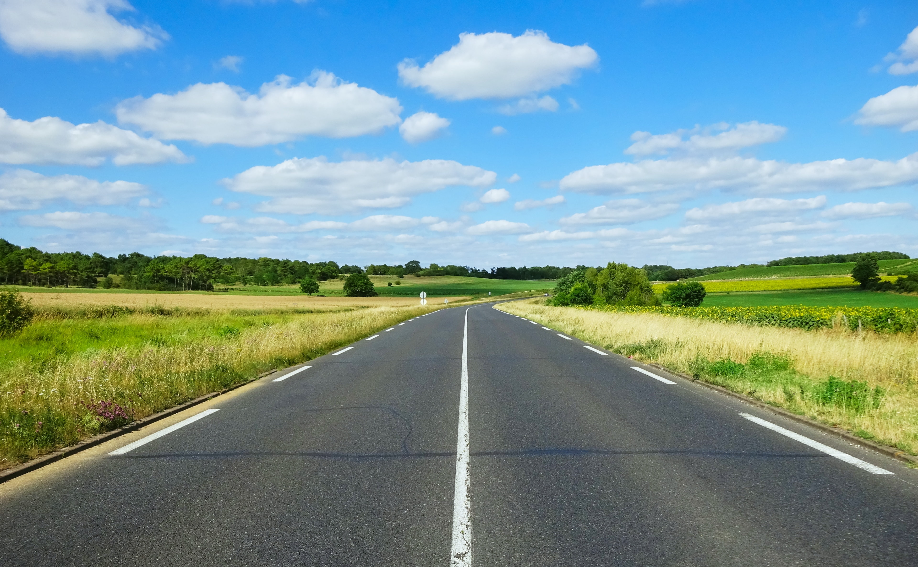 cloud - sky, outdoors, road, no people, tranquility, field, plant, France, vron, direction, dividing line, vanishing point, beauty in nature, landscape, HD Wallpaper