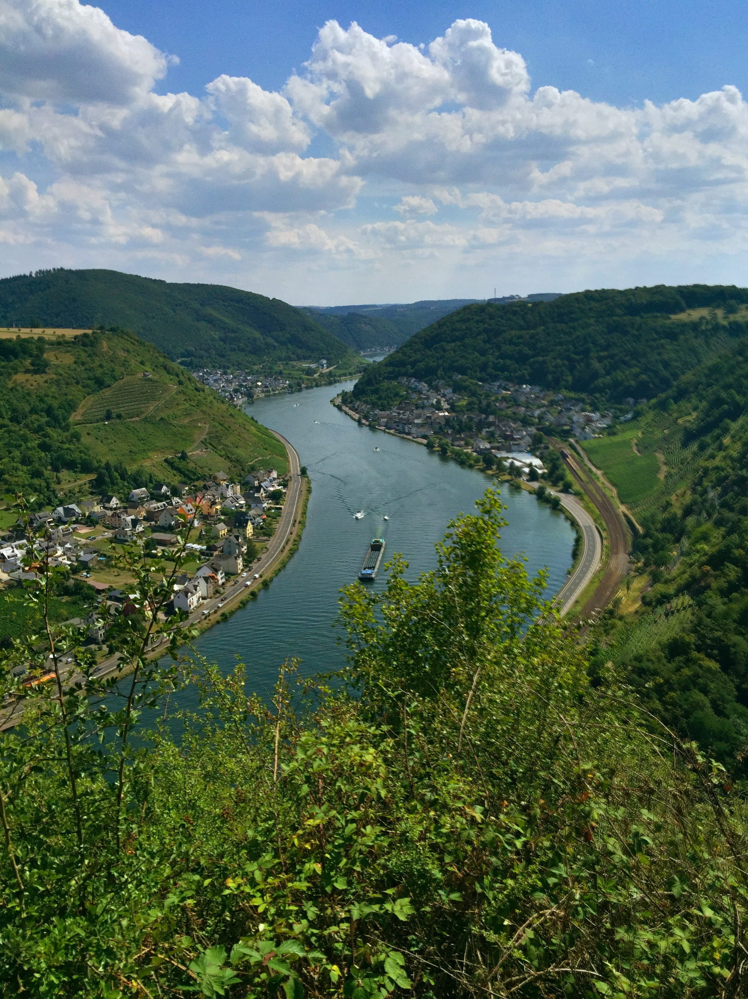 sky, germany, mountain, tranquil scene, rhineland, day, landscape, high angle view, non-urban scene, mosel, water, scenics - nature, tourism, tranquility, Phone HD Wallpaper