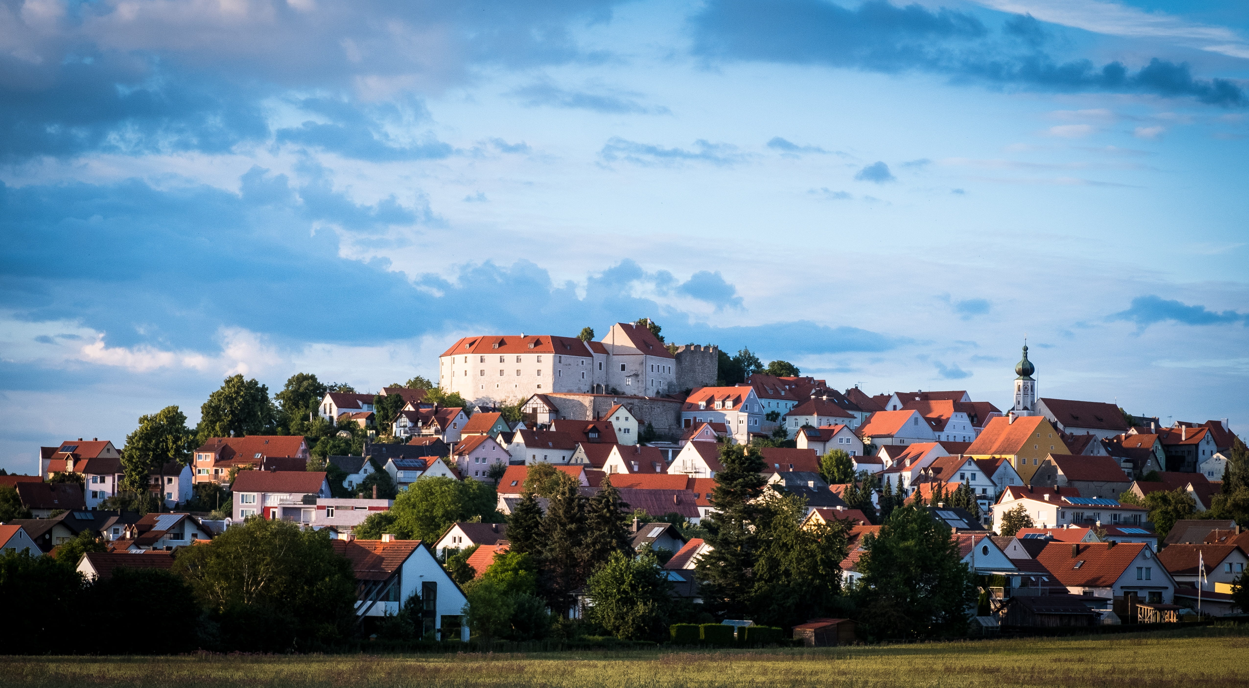 market, sky, panorama, spring, outside, built structure, cloud - sky, townscape, day, castle, building exterior, residential district, upper palatinate, HD Wallpaper