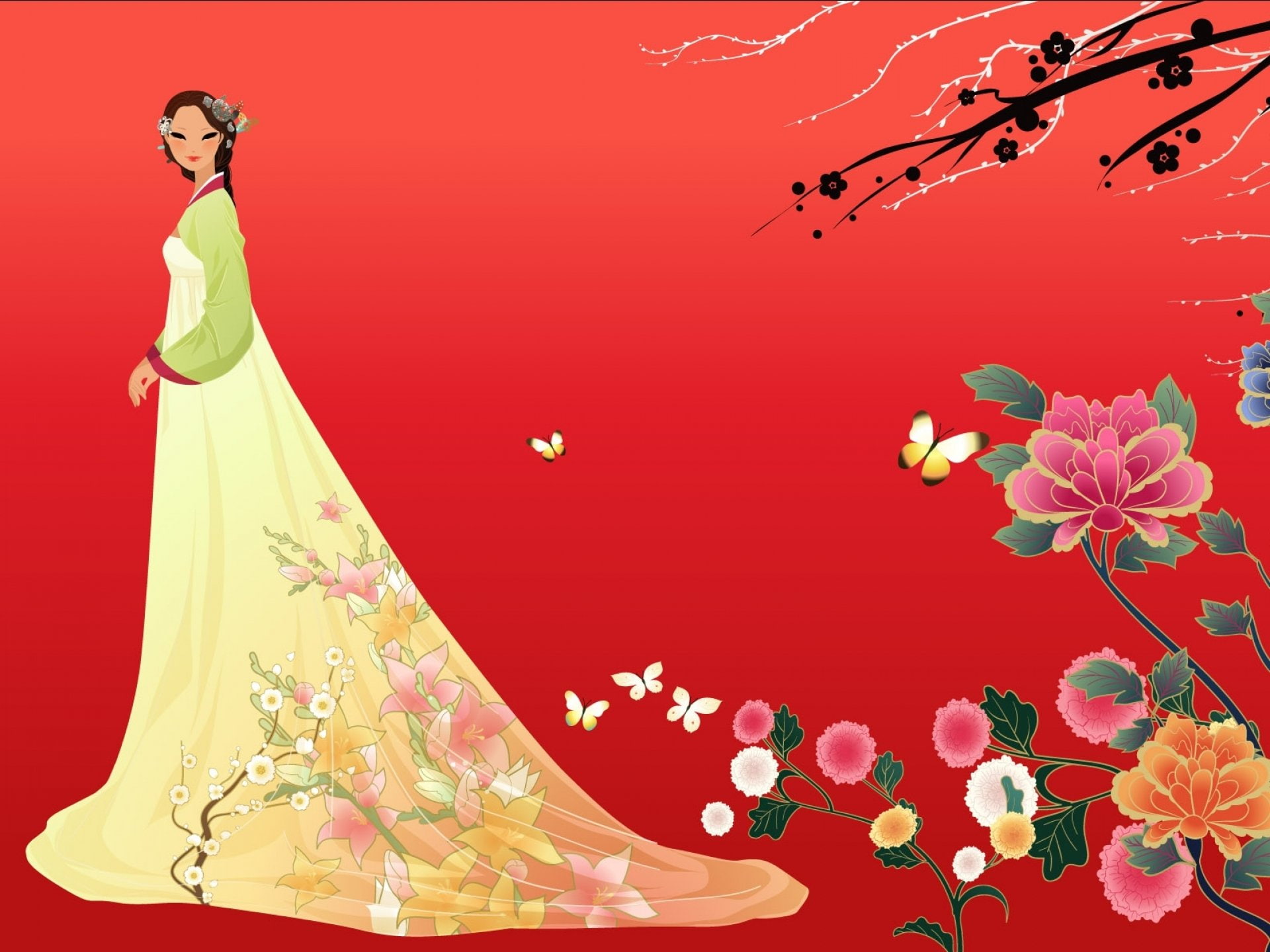girl, artwork, Oriental, female, woman, studio shot, event, colored background, 1080P, Girls, side view, pink color, one person, Korea, women, full length, HD Wallpaper