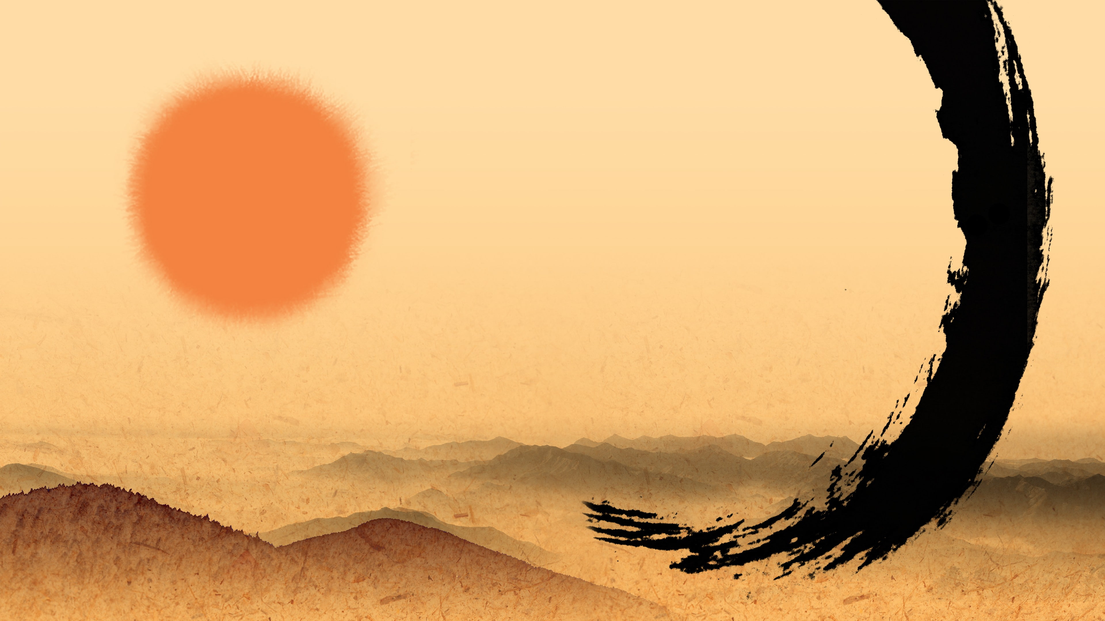 digital art, illustration, 4K, vector art, abstract, oriental, landscape, HD Wallpaper