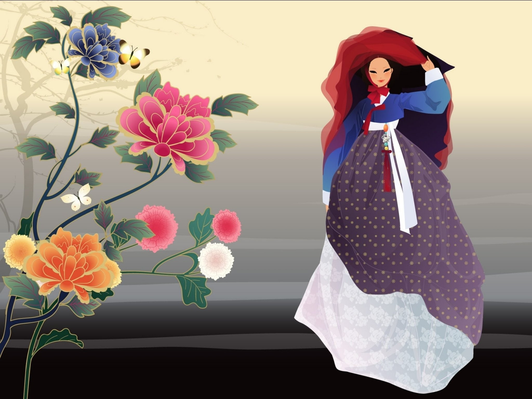 art, Girls, korean, girl, woman, women, artwork, Oriental, vector, artistic, 1080P, female, Korea, Asian, HD Wallpaper