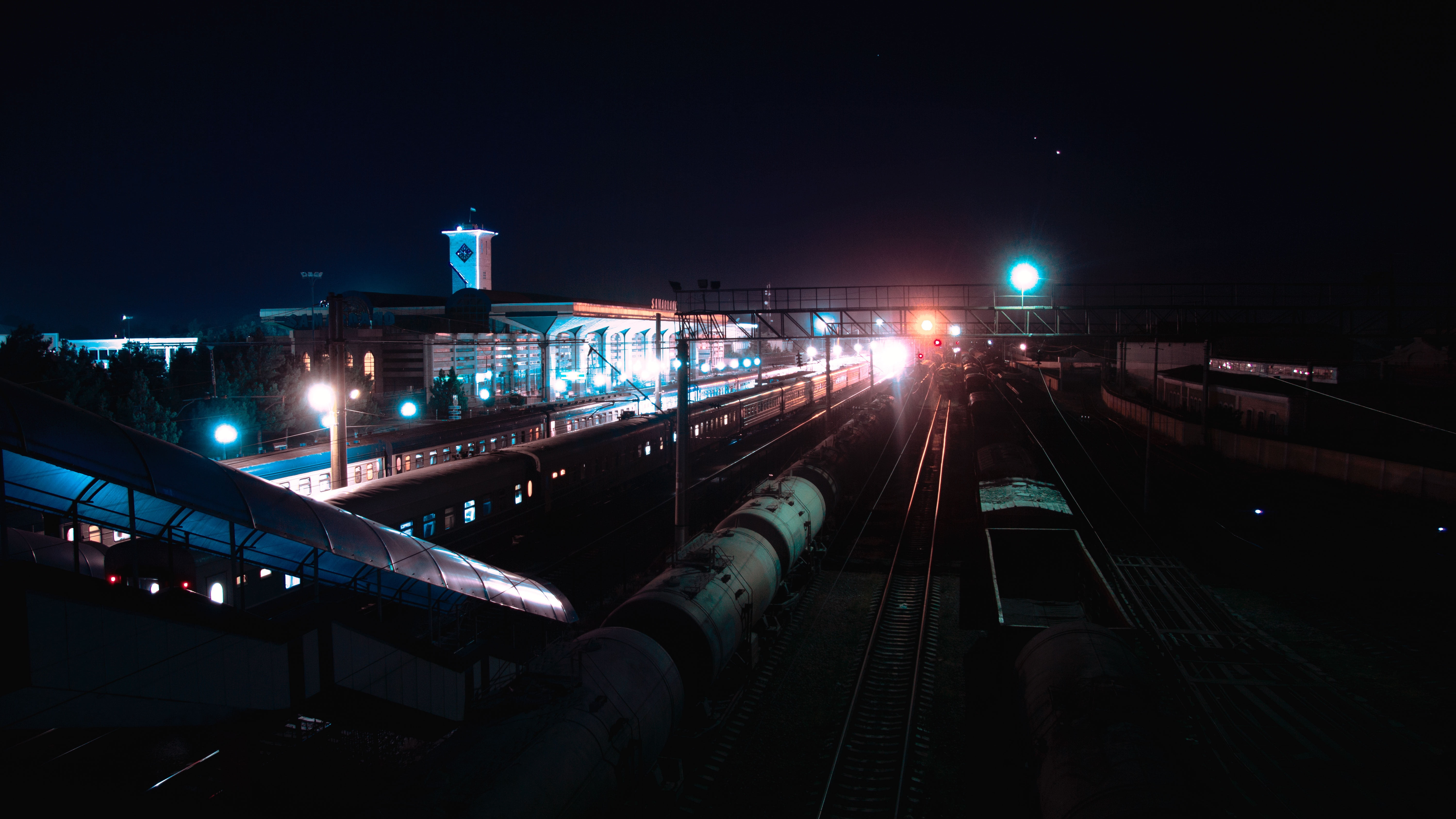 lights, business, street, mode of transportation, nature, transport, architecture, blur, photography, shunting yard, uzbekistan, transportation, city, illuminated, HD Wallpaper