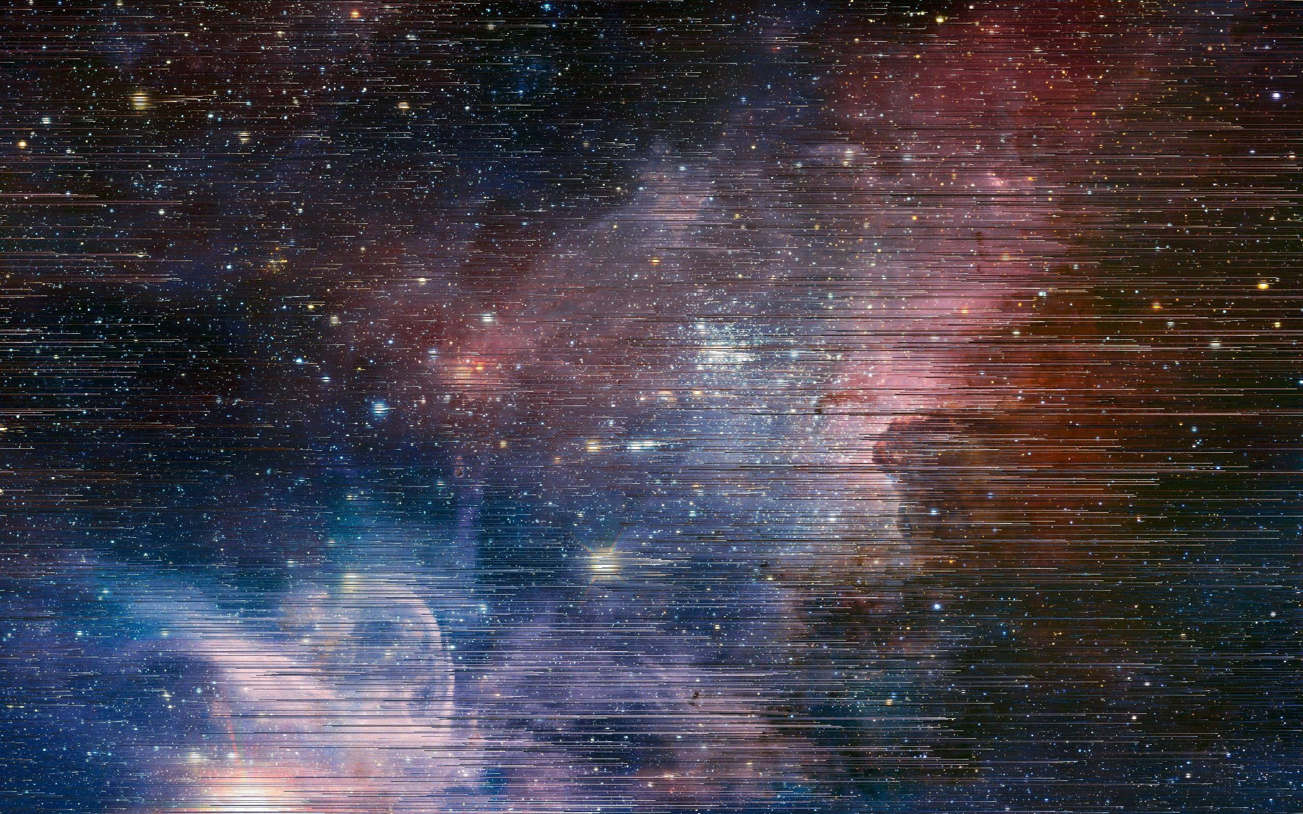 glitch art, pixel sorting, stars, space, nebula, 2K, HD Wallpaper