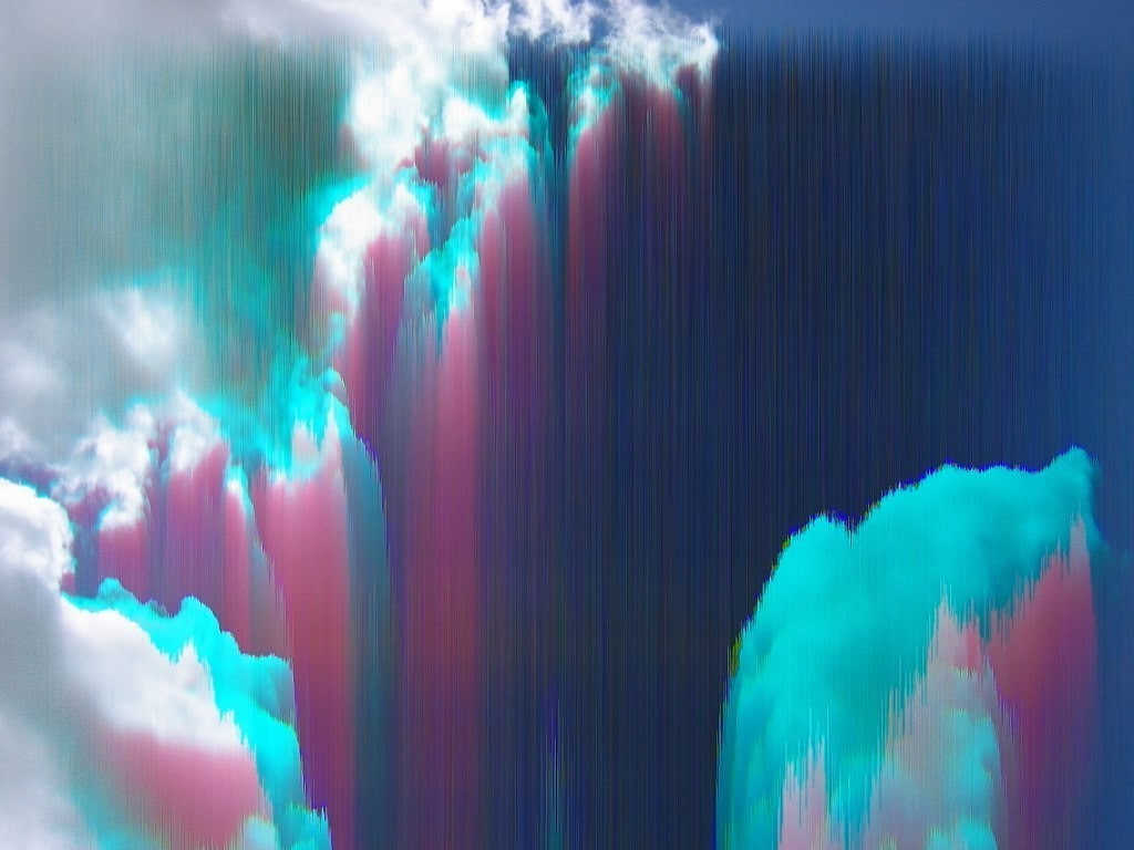 technology, 480P, in a row, blue, abstract, illuminated, blurred motion, no people, outdoors, cloud - sky, multi colored, pixel sorting anaglyph 3d, nature, HD Wallpaper