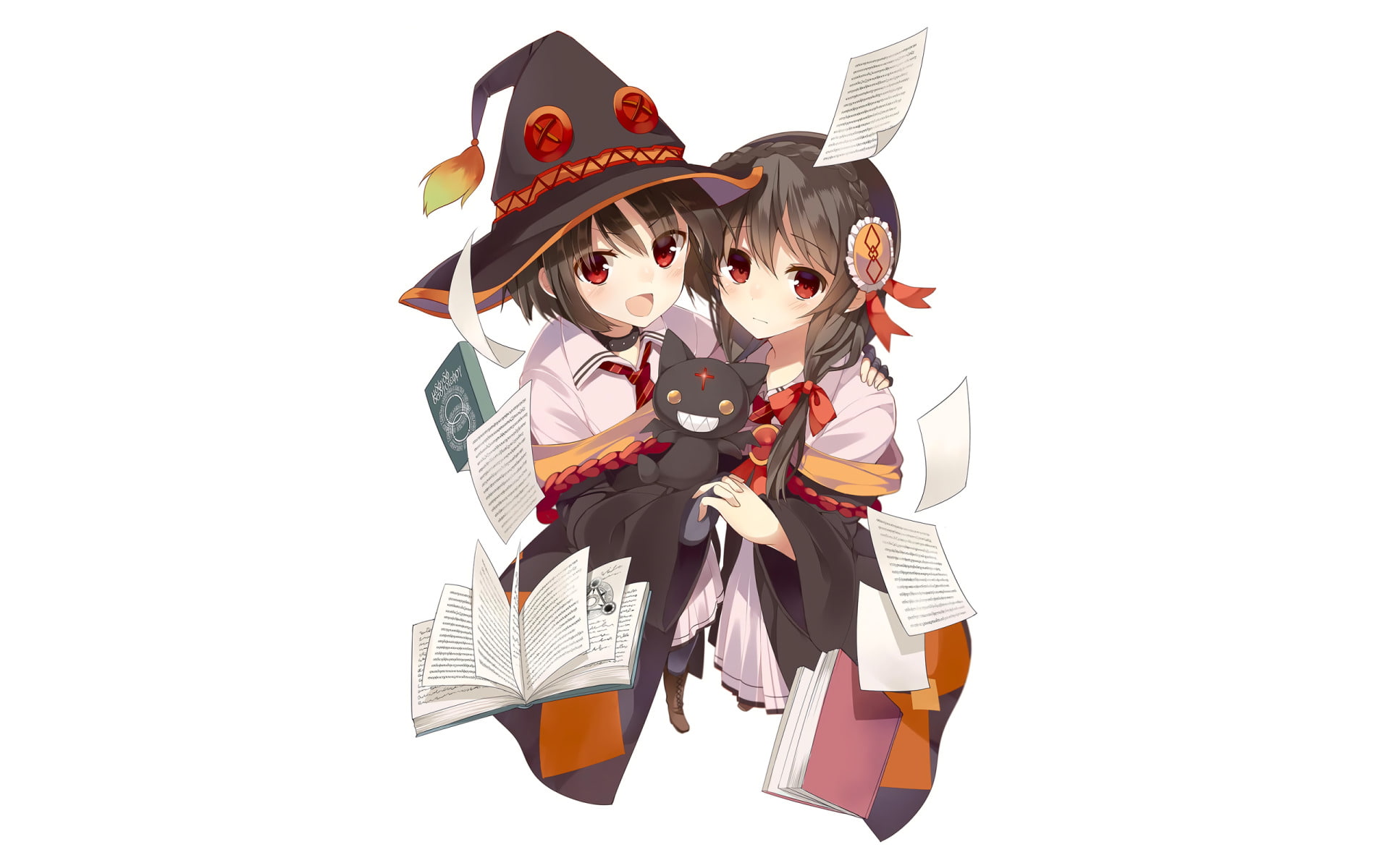 copy space, studio shot, indoors, disguise, white background, halloween, mask, KonoSuba – God’s blessing on this wonderful world!!, costume, Megumin (KonoSuba), HD Wallpaper