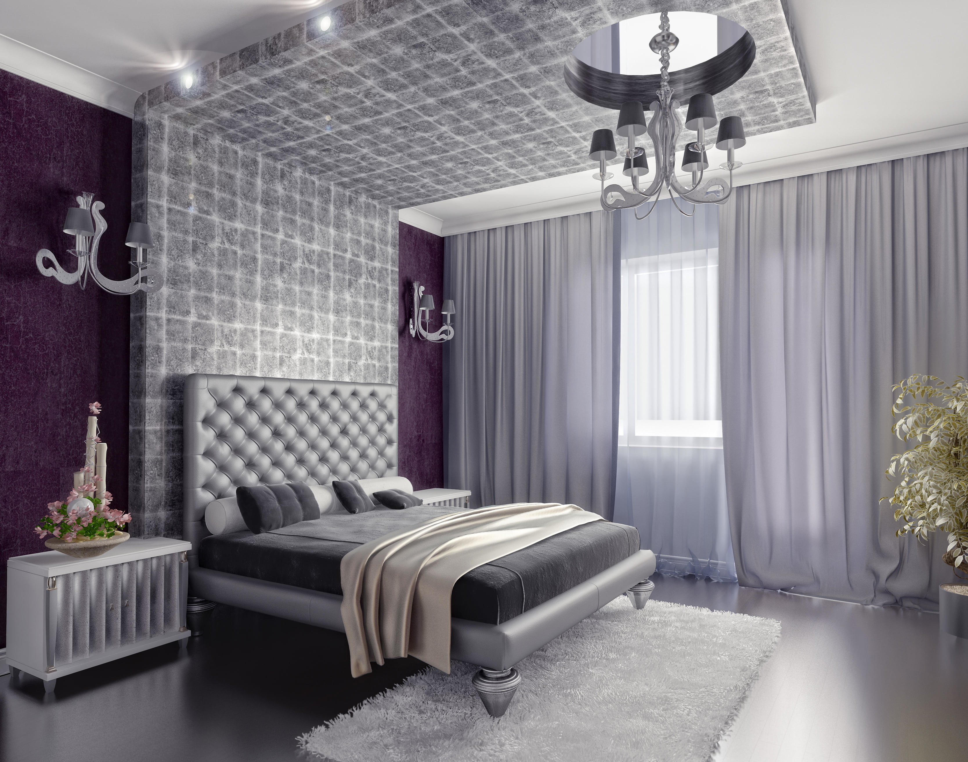 pillow, bedding, gray, no People, domestic Room, cozy, lighting equipment, electric Lamp, bed, architecture, carpet - Decor, hotel, home showcase interior, HD Wallpaper