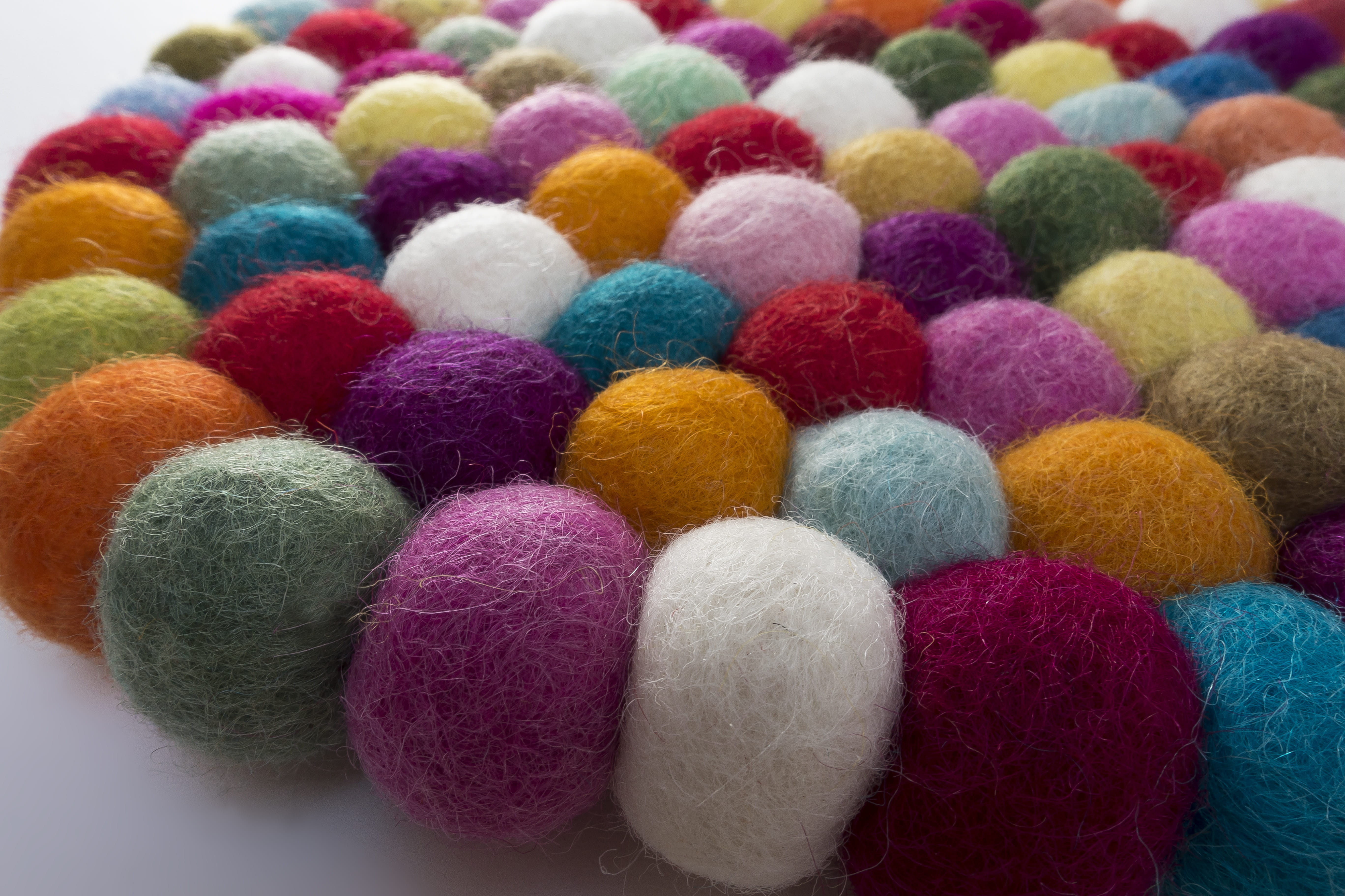 natural fiber, wool, still life, textile, felt work, colorful, no people, indoors, in a row, backgrounds, purple, large group of objects, 5K, creativity, HD Wallpaper