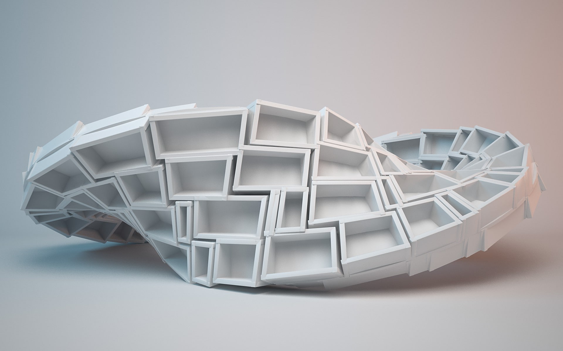 digital art render 3d simple background mobius strip shadow rectangle abstract white gradient, 1080P, HD Wallpaper