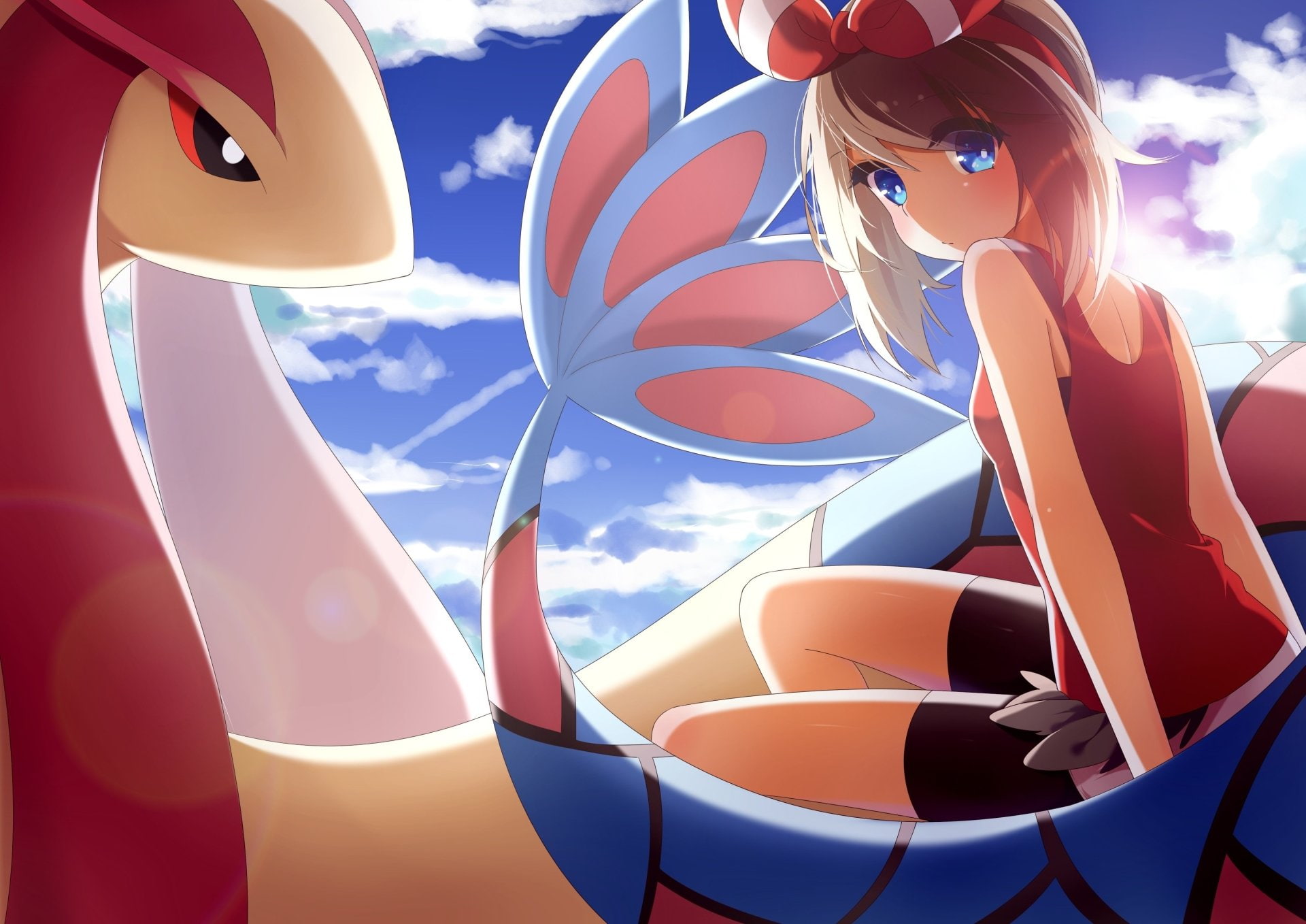 May (Pokémon), Pokémon, milotic, Milotic (Pokémon), pokemon, illustration, Pokémon: Omega Ruby and Alpha Sapphire, 1080P, HD Wallpaper