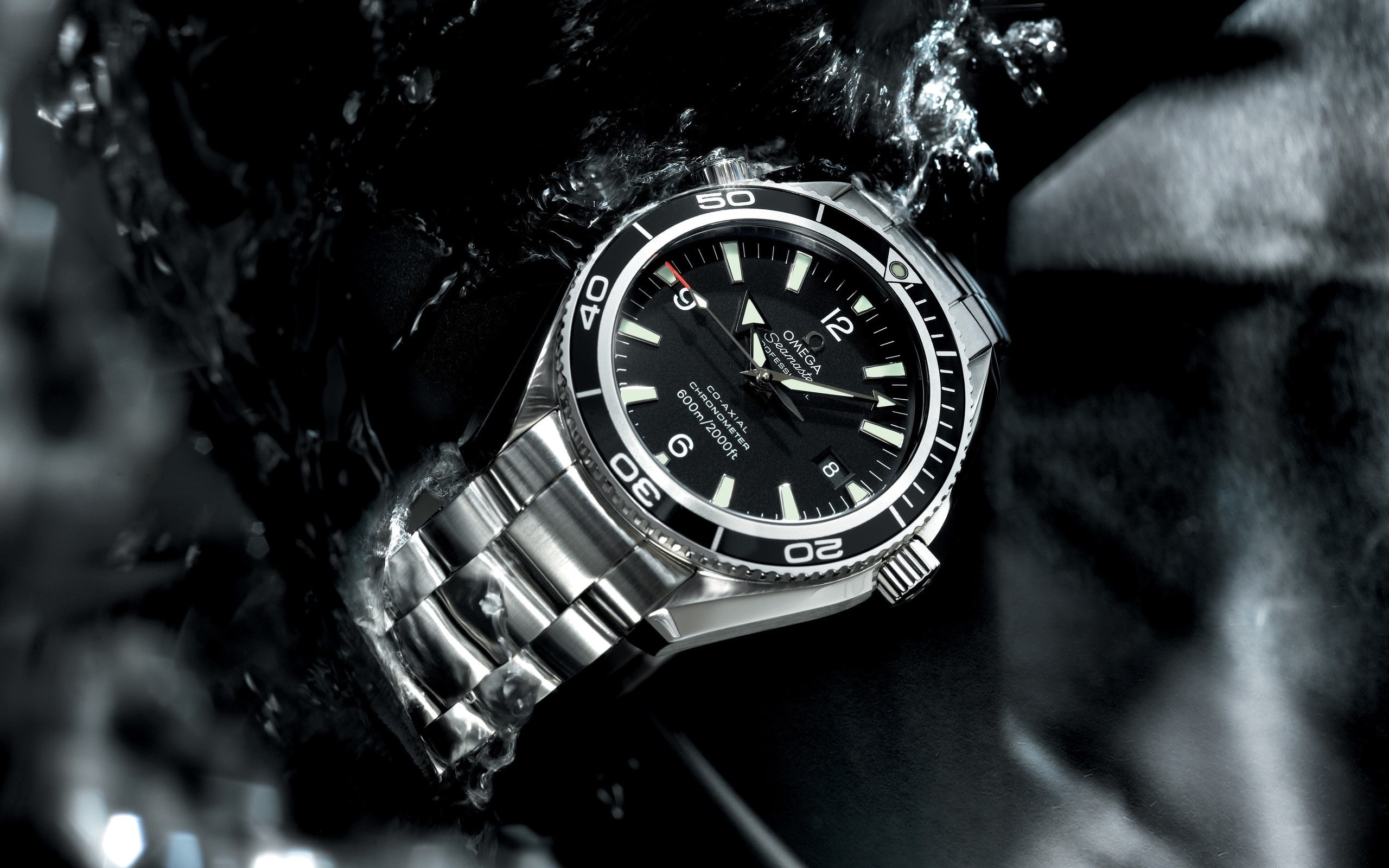 2K, clock, focus on foreground, Watches, Omega, Planet ocean, close-up, accuracy, connection, Big size, clock face, personal accessory, silver colored, HD Wallpaper