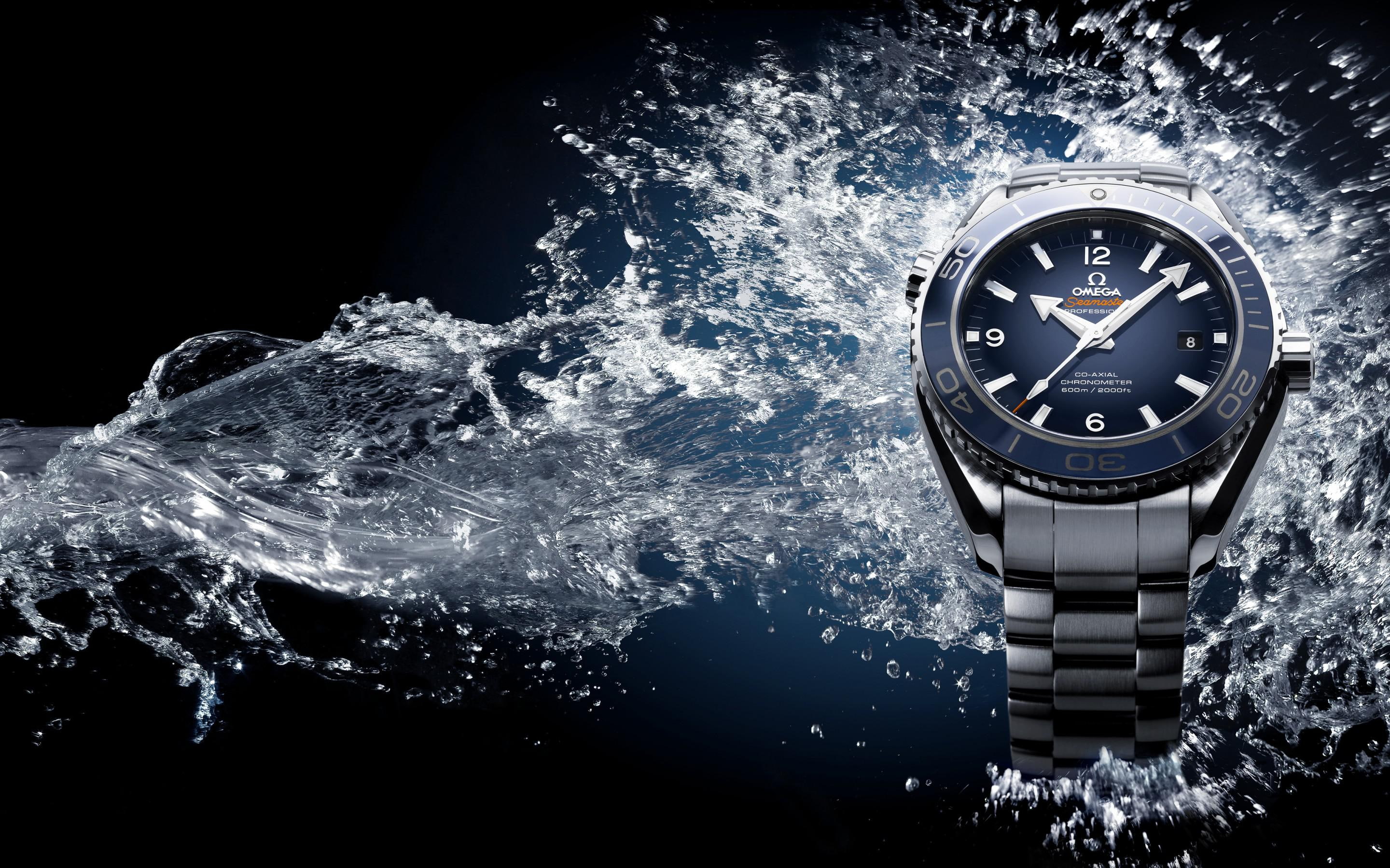 water, wristwatch, seamaster, spray, omega, 2K, HD Wallpaper