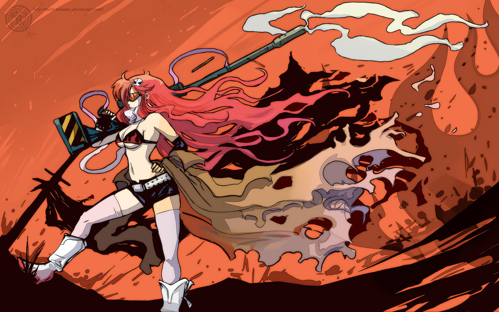 yoko, art, anime, weapon, 720P, girl, Tengen Toppa Gurren Lagann, Yoko Ritona, hd, ritona, HD Wallpaper