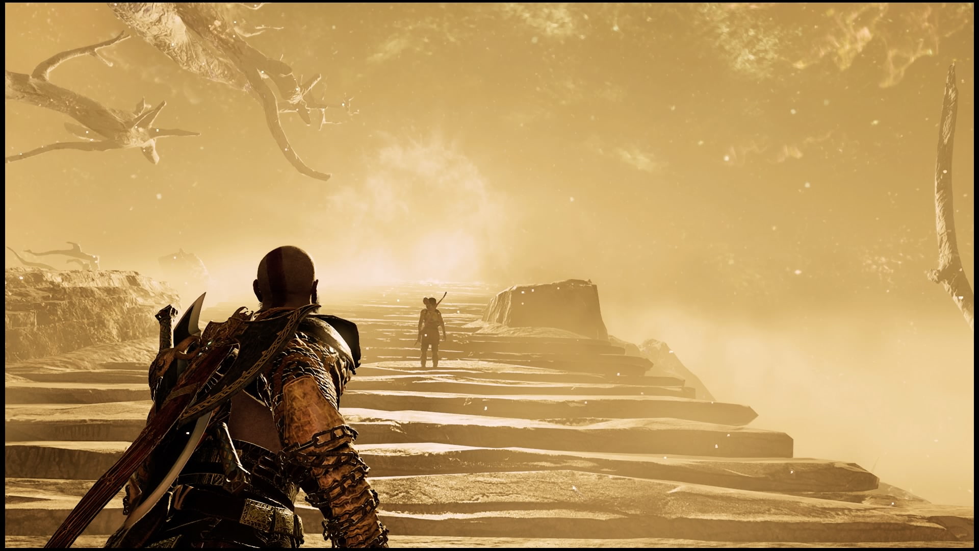 winter, cloud - sky, outdoors, PlayStation 4, God of War (2018), weapon, adult, lifestyles, Kratos, tree, real people, God of War, one person, warm clothing, HD Wallpaper