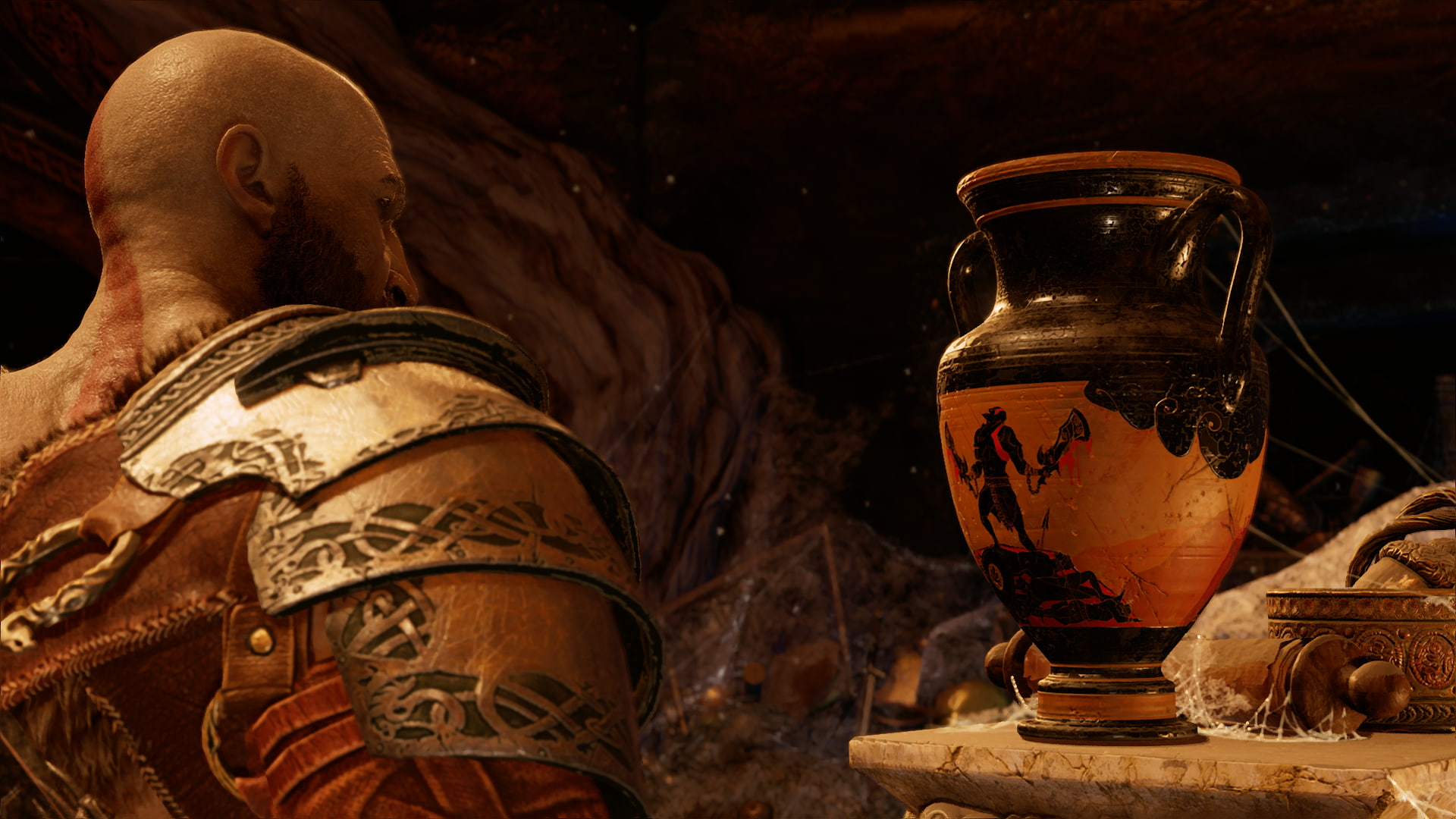 representation, still life, human body part, close-up, human representation, old, history, creativity, one person, craft, jar, 1080P, indoors, God of War, HD Wallpaper