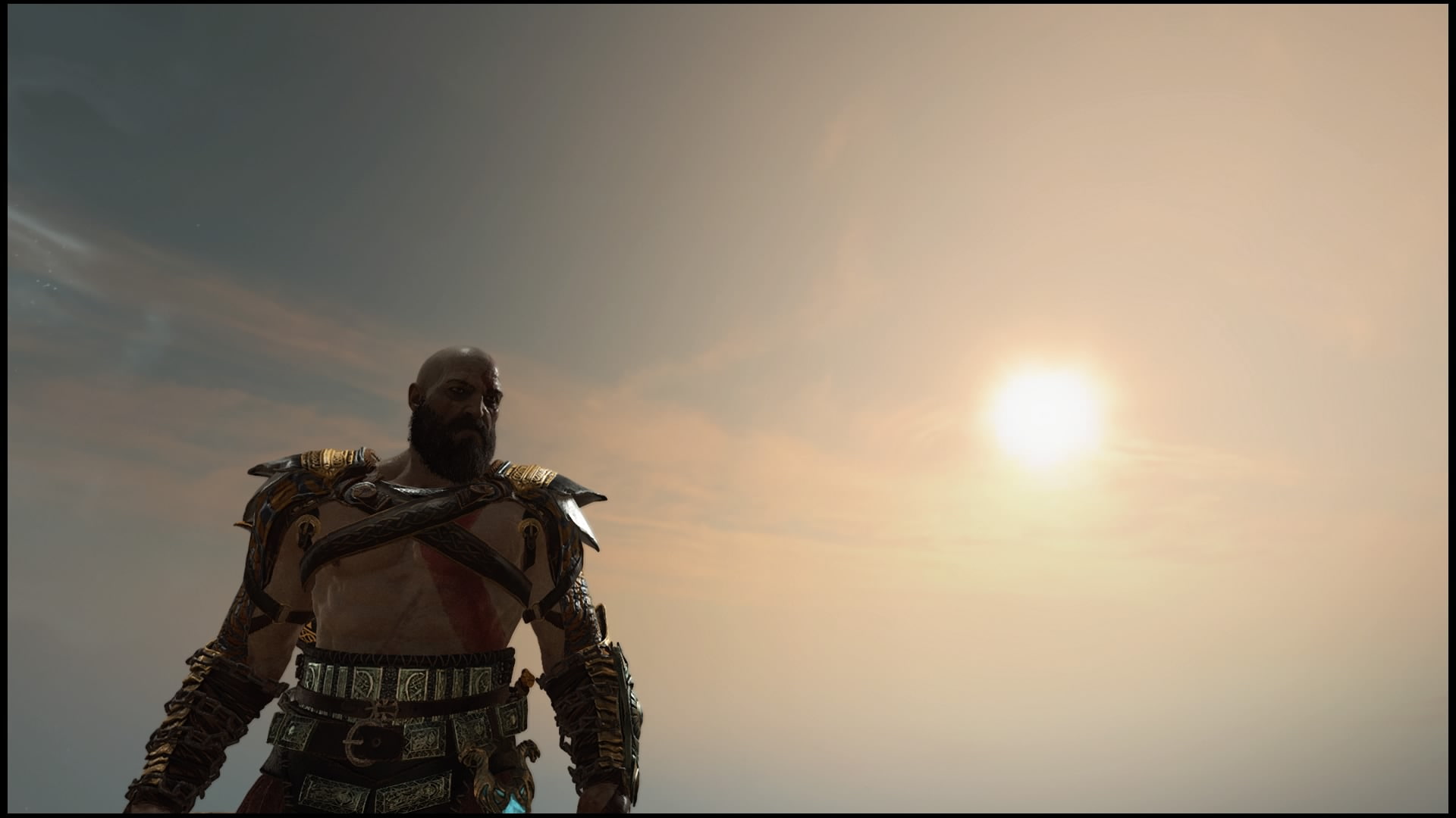 God of War (2018), rear view, transfer print, God of War, sunlight, government, nature, no people, Kratos, sun, standing, outdoors, art and craft, sea, HD Wallpaper