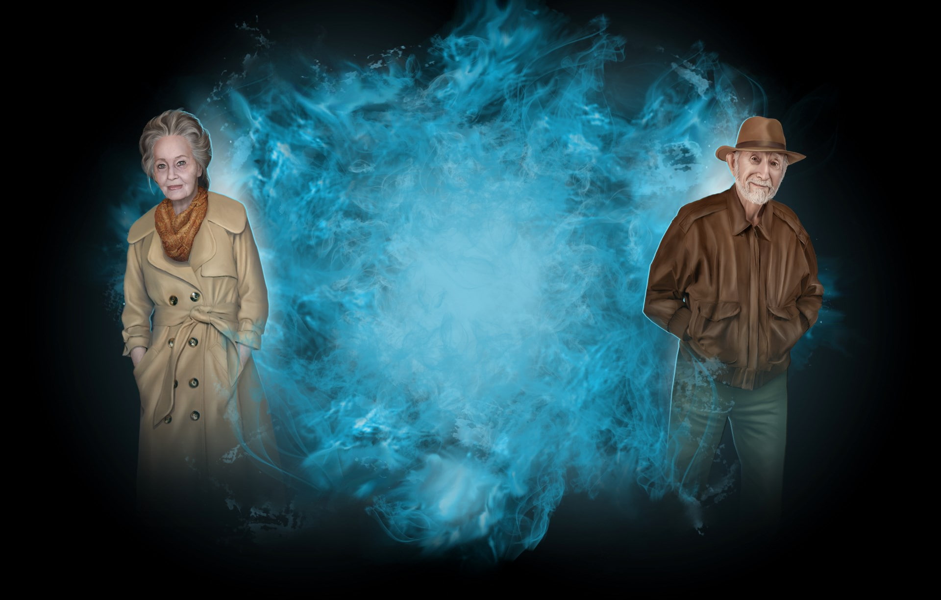 smoke - physical structure, clothing, blue, people, front view, emotion, indoors, paranormal state poison spring collectors edition, black background, hood - clothing, HD Wallpaper