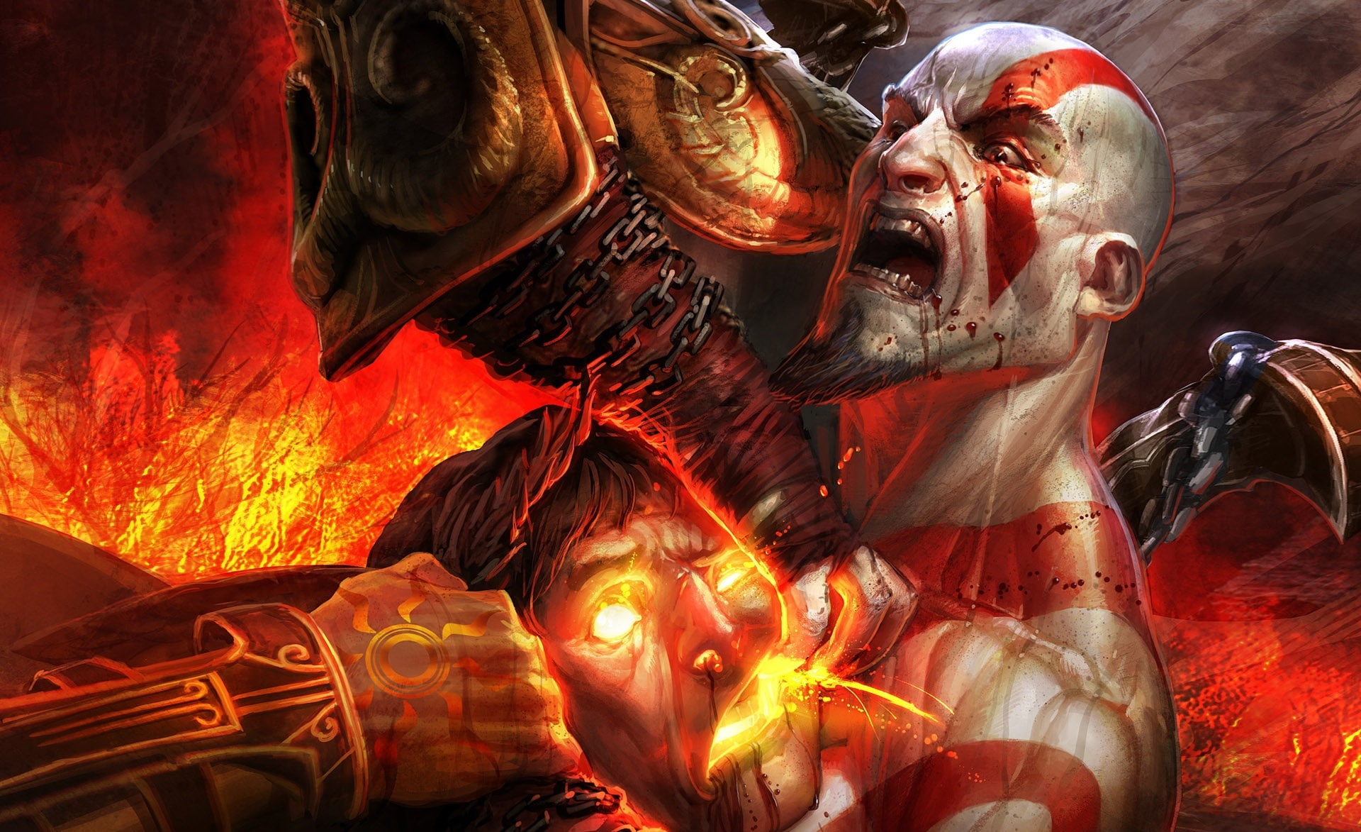 women, adult, people, representation, 1080P, fire, architecture, kratos, group of people, celebration, real people, sculpture, men, war, god, demon - fictional character, HD Wallpaper