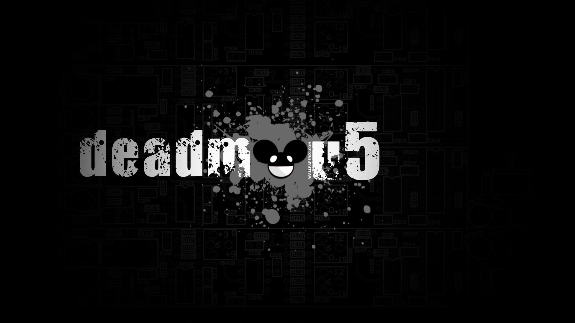 1080P, deadmau5, digital art, black background, monochrome, black, music, HD Wallpaper